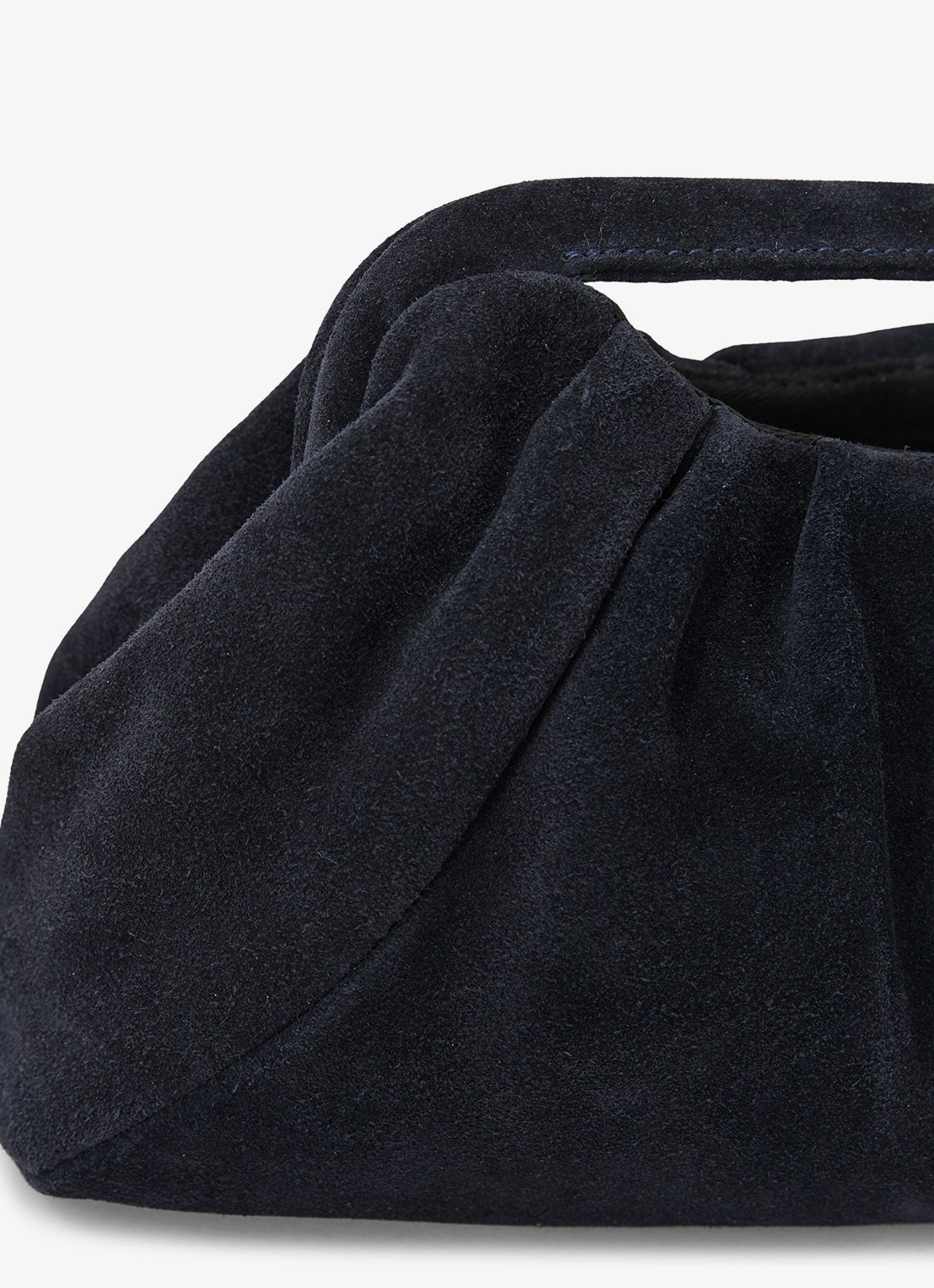 Reiss June clutch van suède - detail 3 donkerblauw