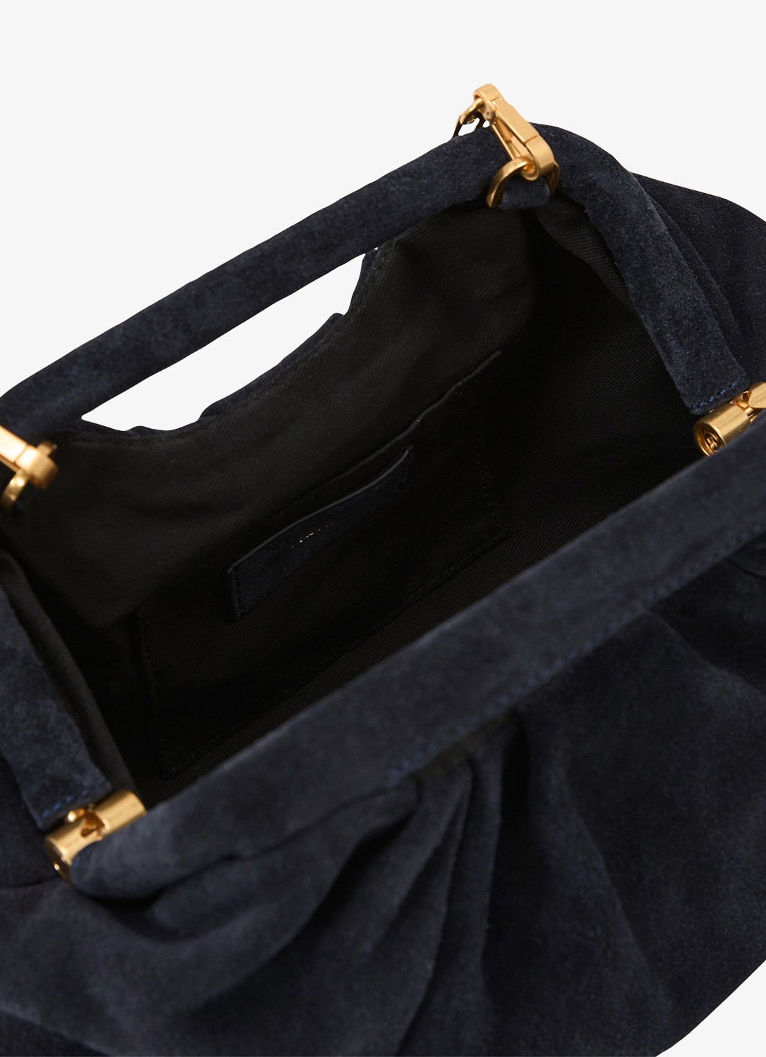 Reiss June clutch van suède - detail 4 donkerblauw