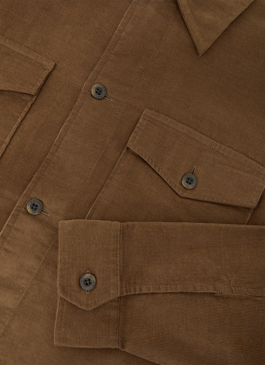Reiss KAI Corduroy Twin-Pocket Overshirt - detail 5 beige