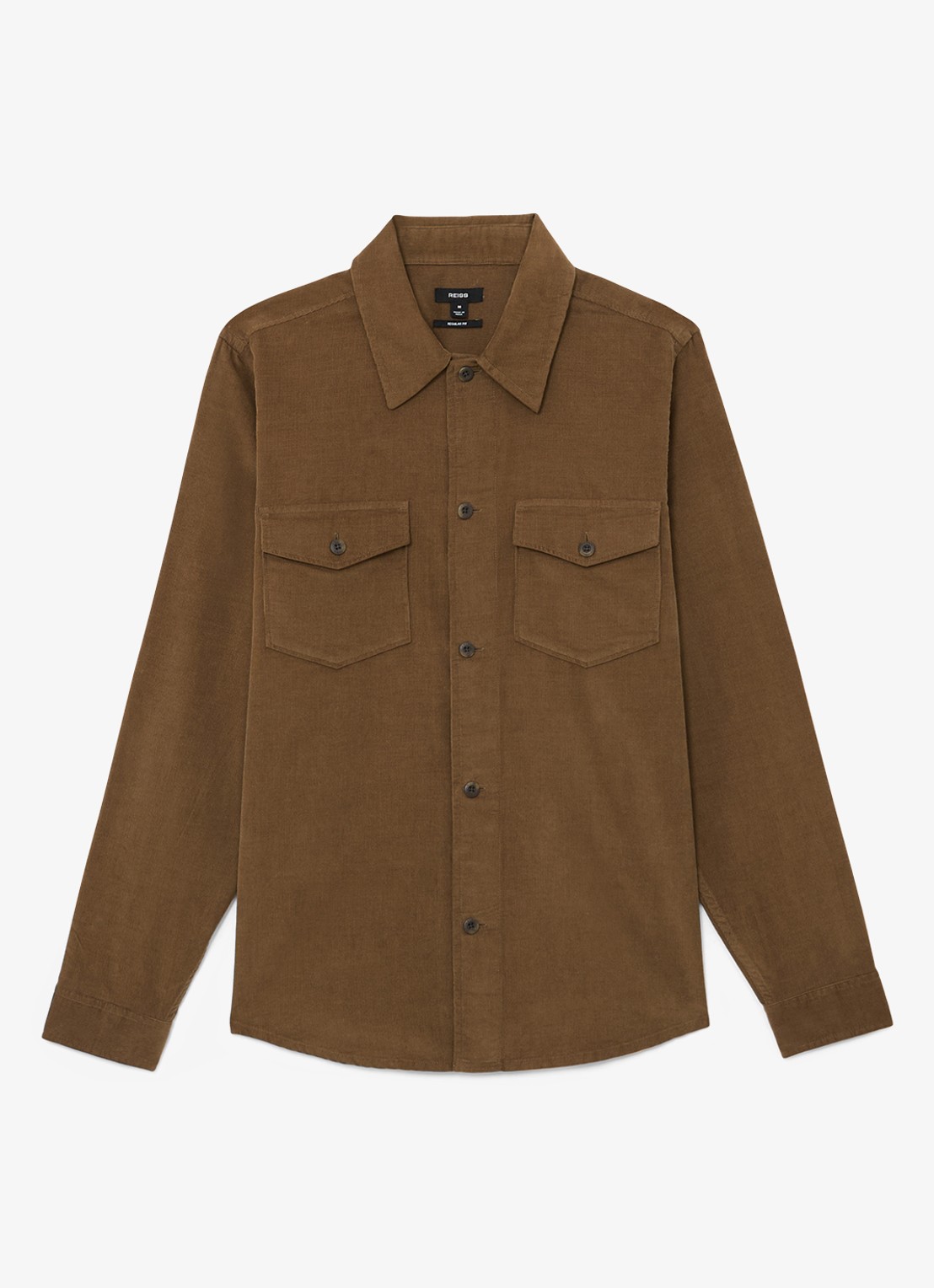 Reiss KAI Corduroy Twin-Pocket Overshirt - voorkant beige