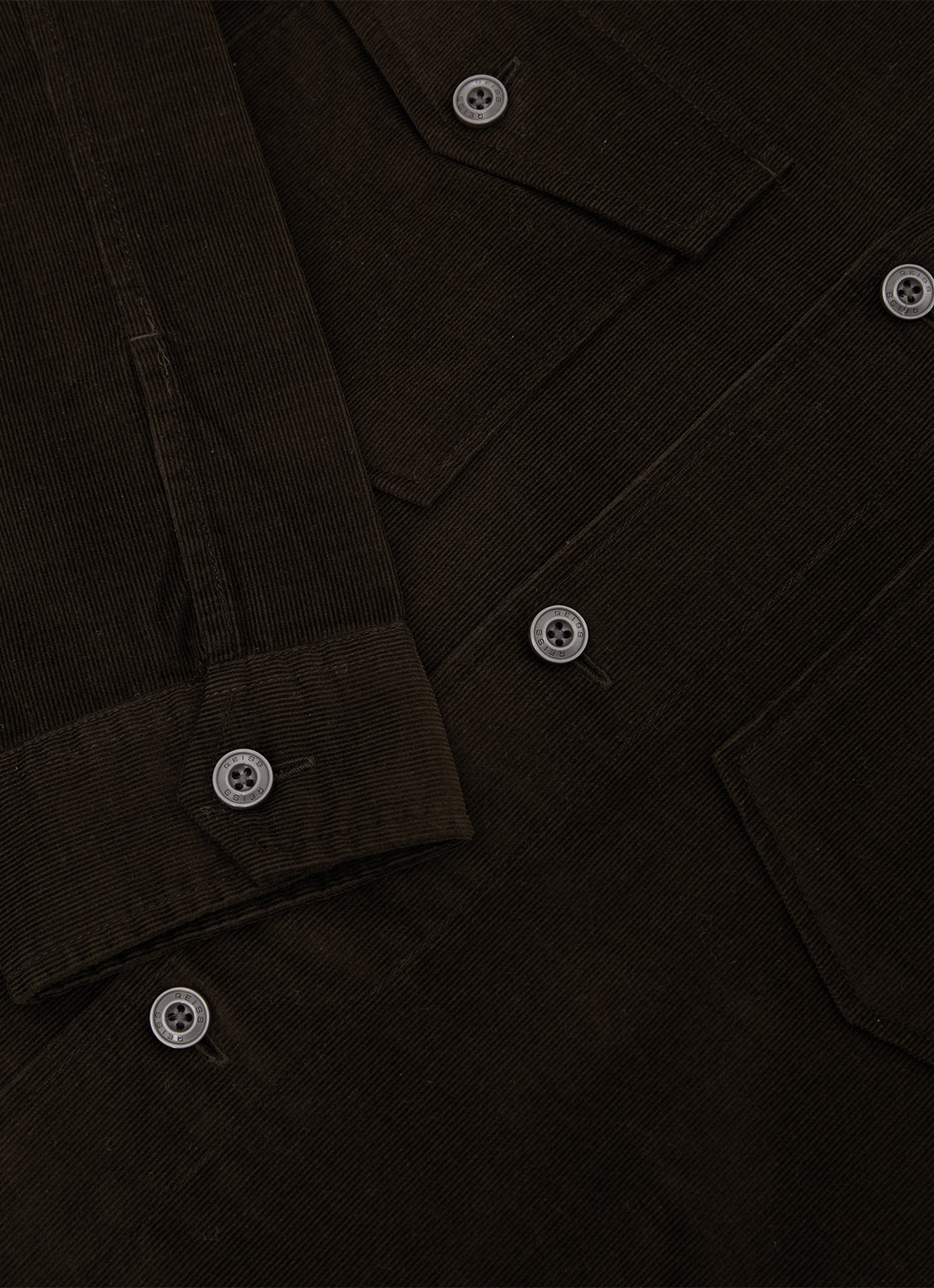 Reiss KAI Corduroy Twin-Pocket Overshirt - detail 5 donkergroen