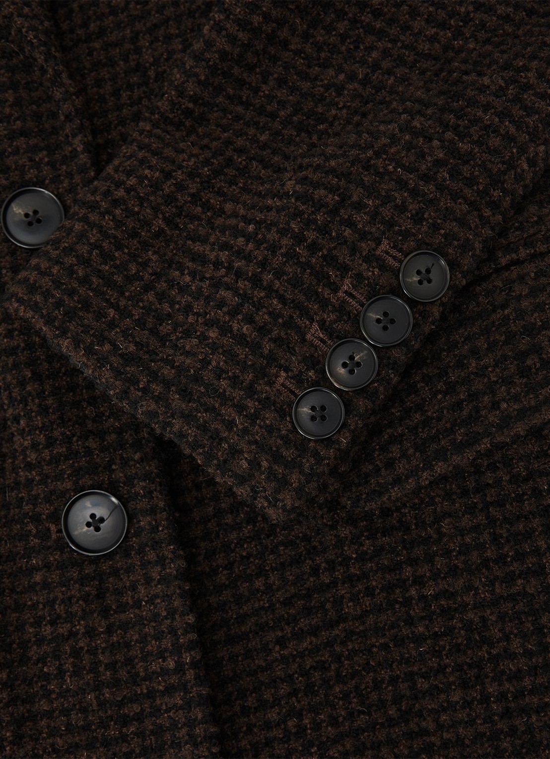 Reiss Kai mantel in wolblend met ruitdessin - detail 3 chocoladebruin