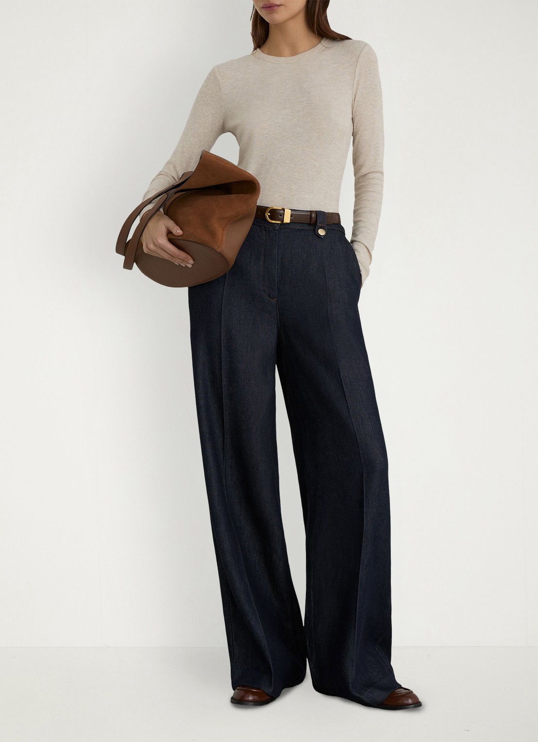 Reiss Kaia high waist wide fit broek van lyocell - detail 5 indigo