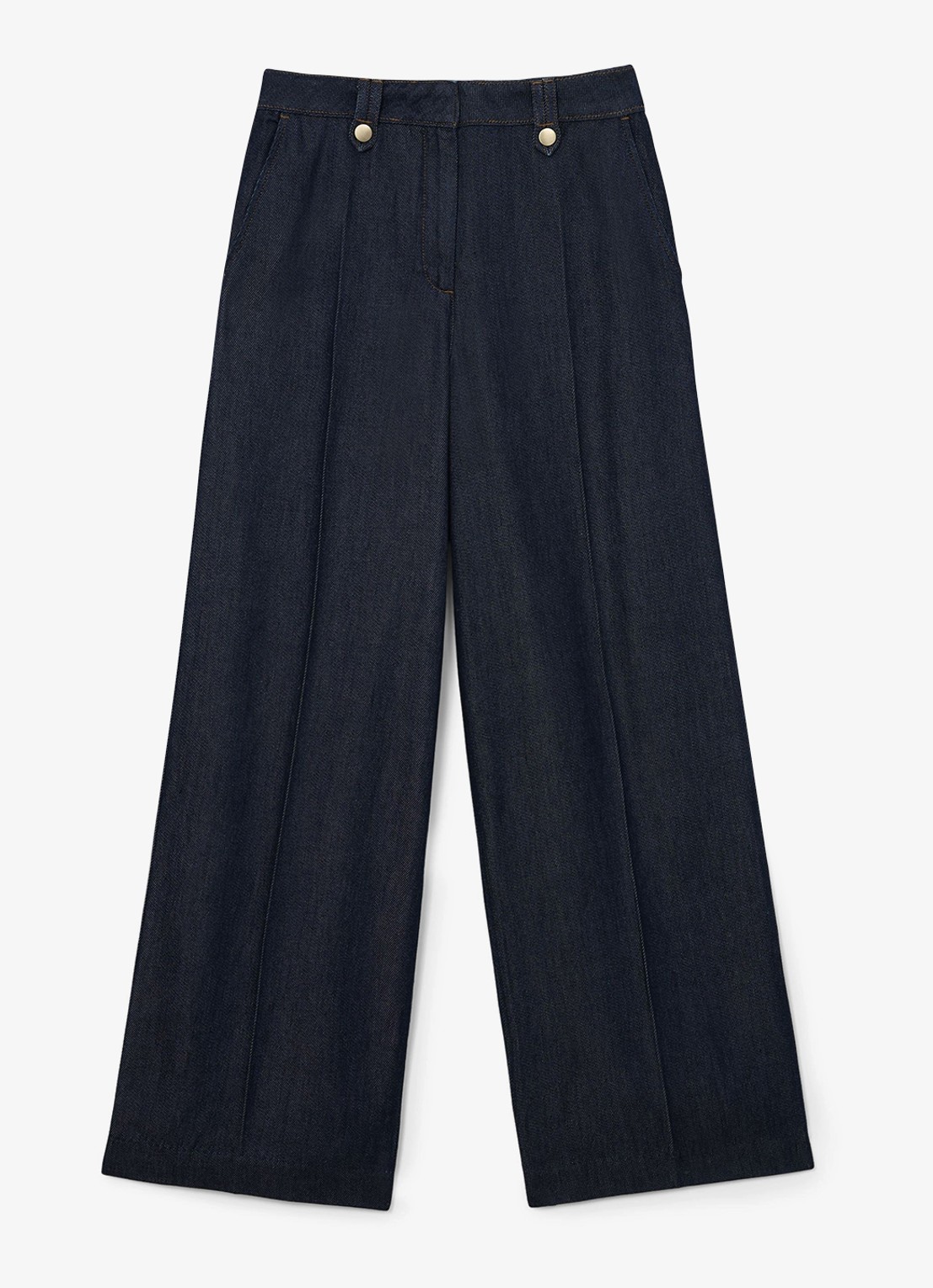 Reiss Kaia high waist wide fit broek van lyocell - voorkant 6 indigo