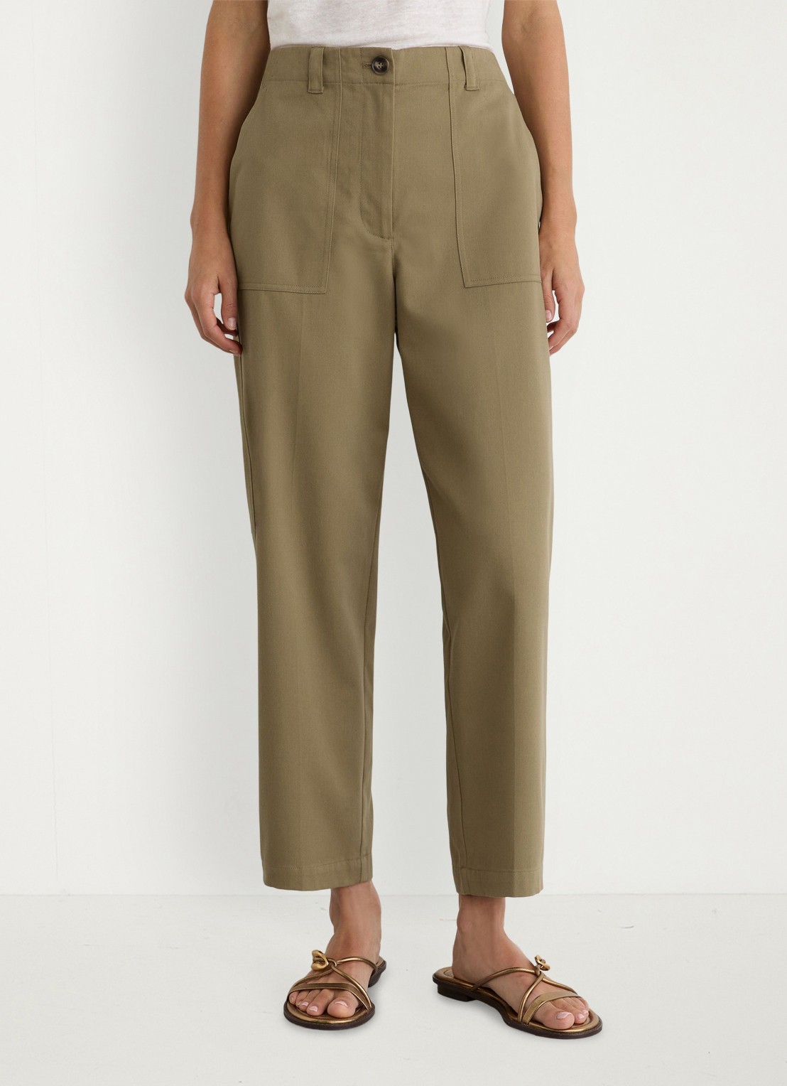 Reiss Kasia high waist tapered fit pantalon in lyocellblend - detail 3 khaki green / groen