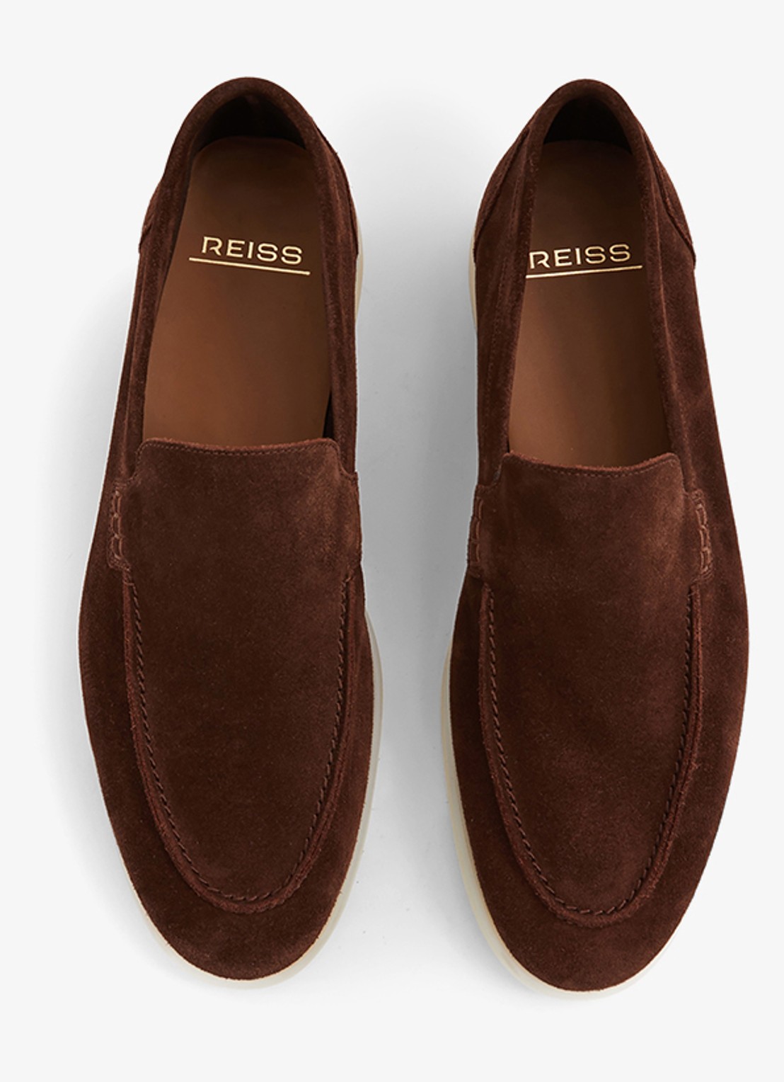 Reiss Kason loafer van suède - detail 2 donkerbruin