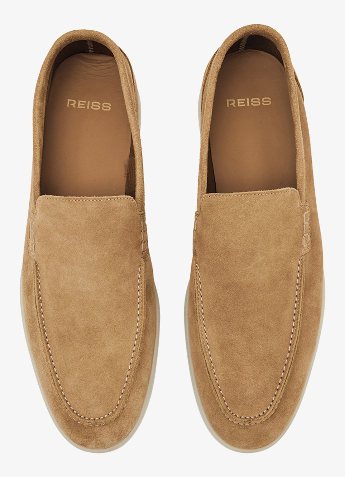 Reiss Kason loafers van suède - detail 3 stone / beige