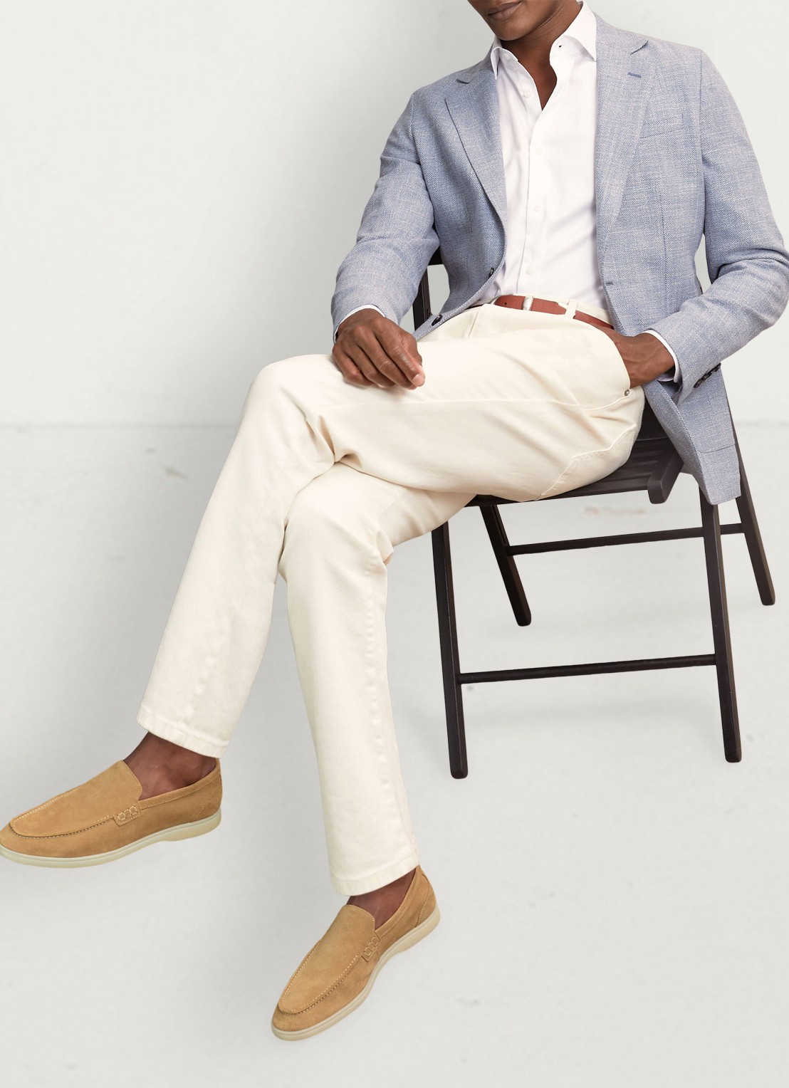 Reiss Kason loafers van suède - voorkant 2 stone / beige