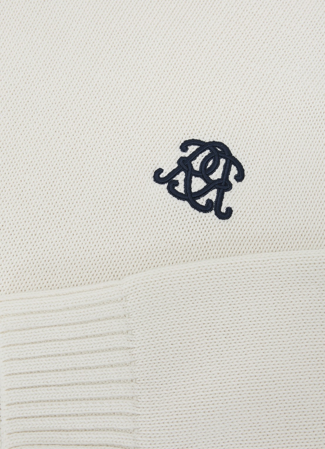 Reiss Kendi grofgebreide trui met borduring - detail 4 gebroken wit
