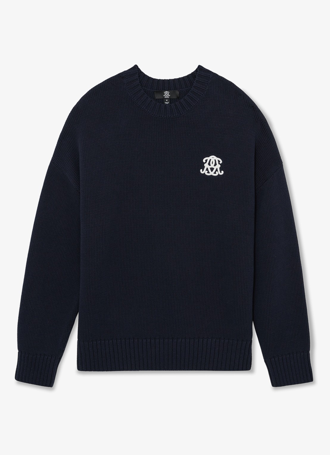 Reiss Kendi grofgebreide trui met borduring - voorkant 5 donkerblauw