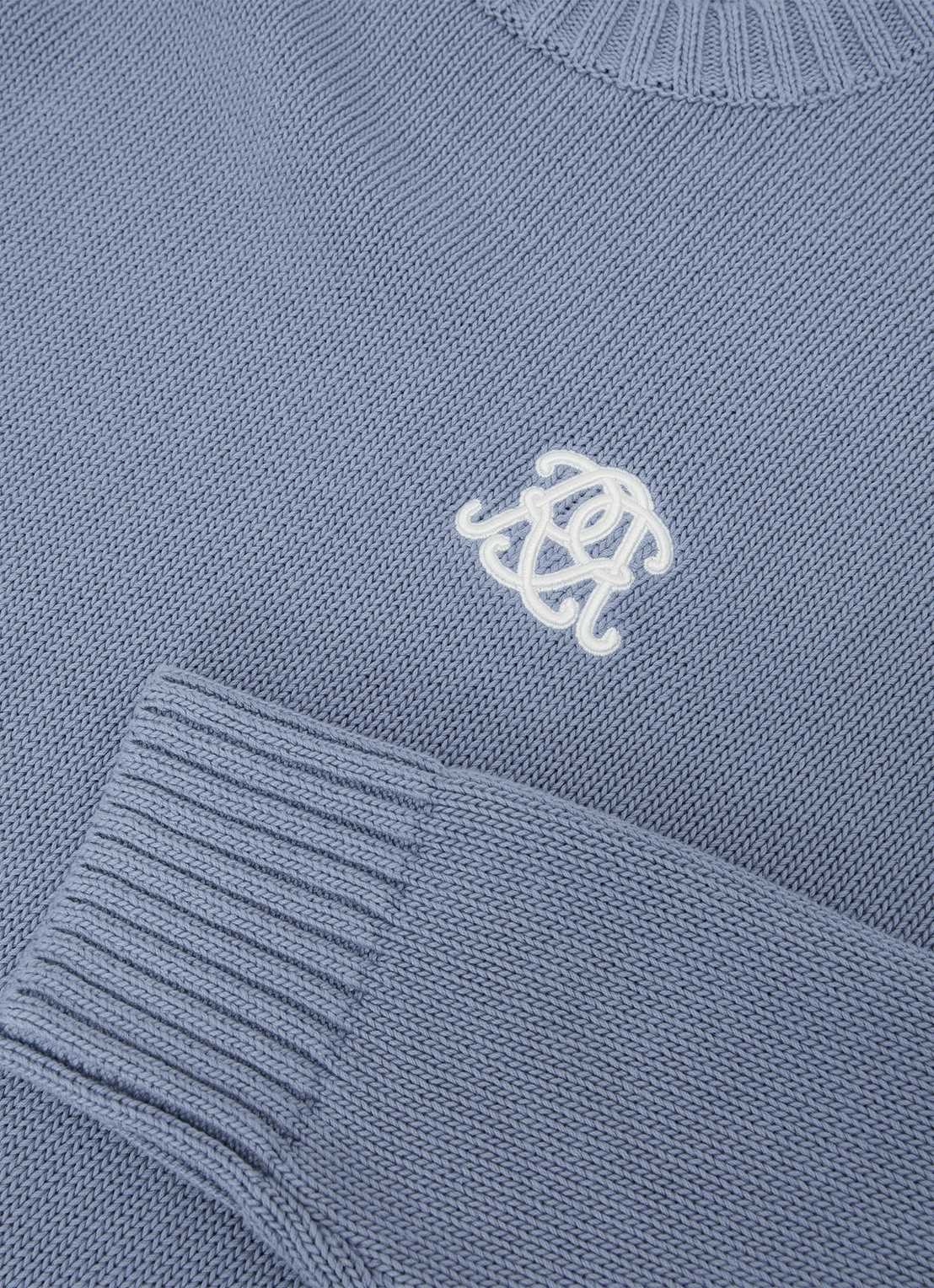 Reiss Kendi grofgebreide trui met borduring - detail 6 staalblauw