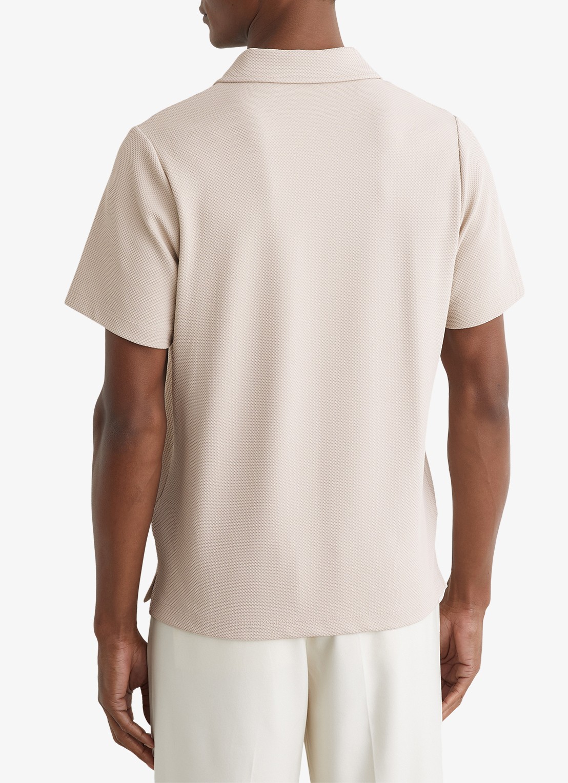 Reiss Kennedy regular fit polo met textuur - achterkant 6 beige