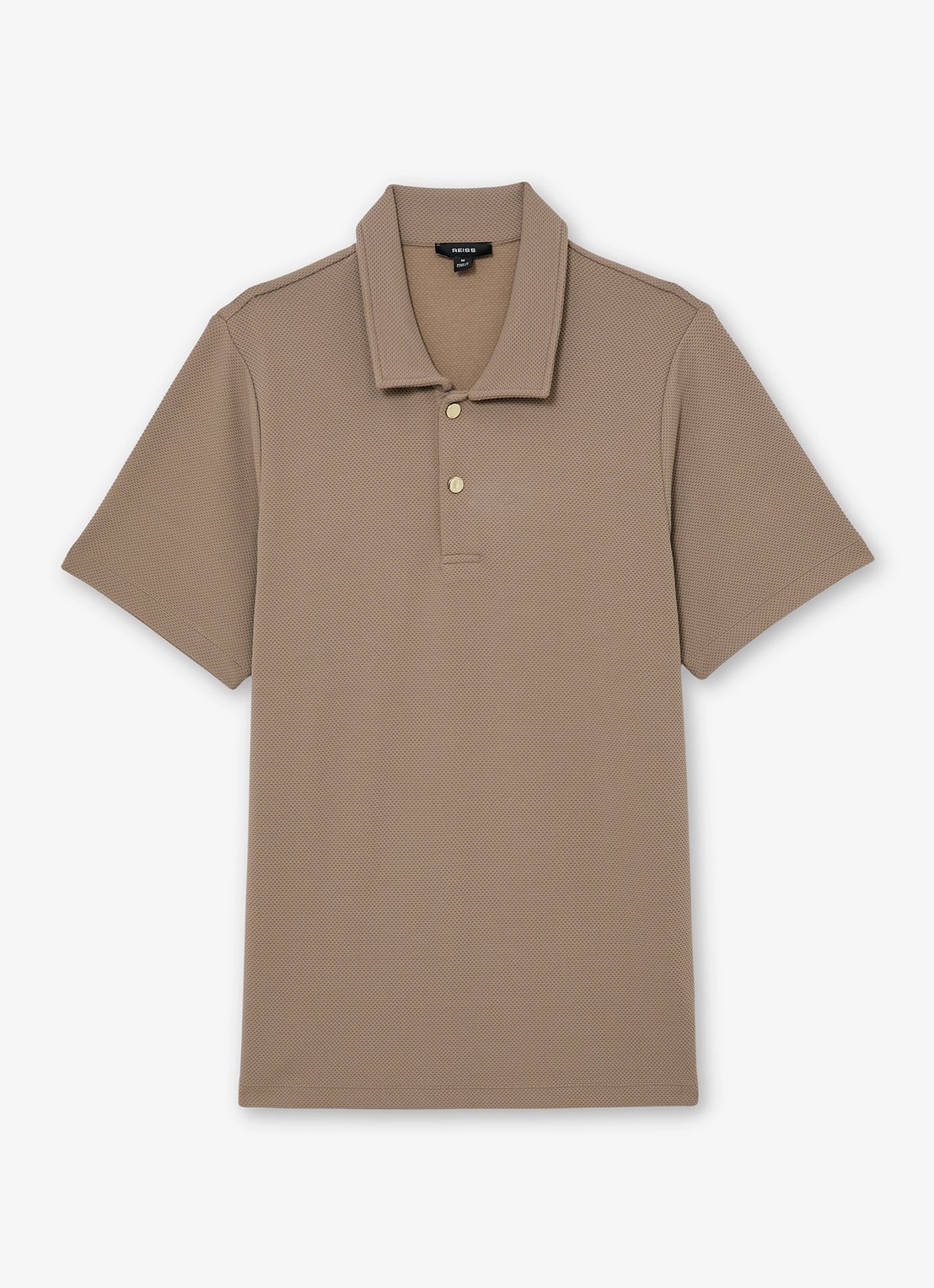 Reiss Kennedy regular fit polo met textuur - voorkant camel