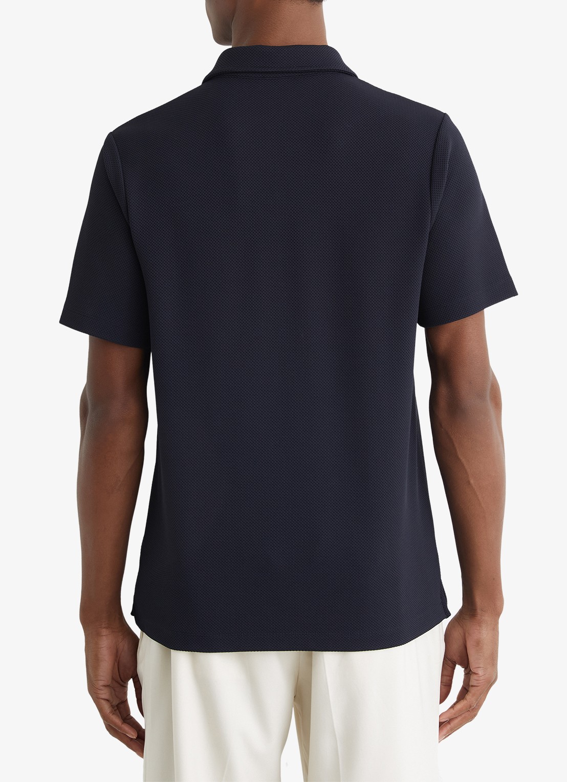 Reiss Kennedy regular fit polo met textuur - achterkant 6 donkerblauw