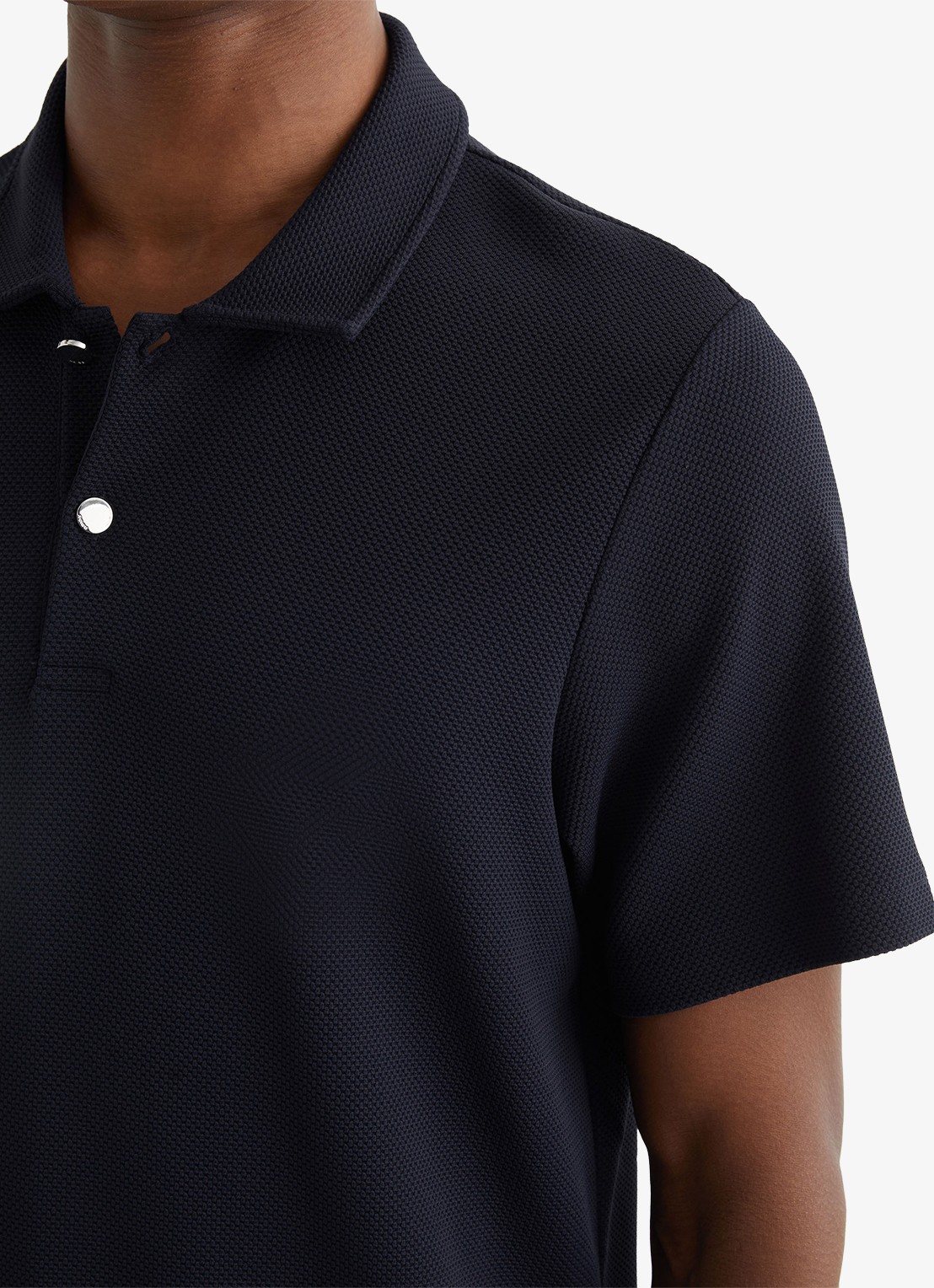 Reiss Kennedy regular fit polo met textuur - detail 4 donkerblauw