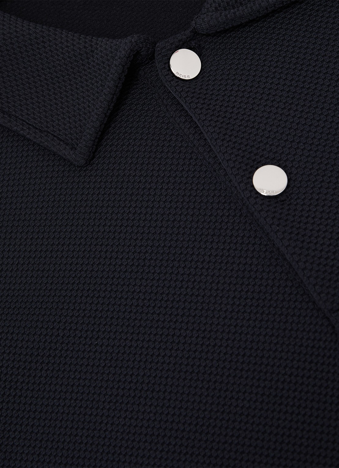 Reiss Kennedy regular fit polo met textuur - detail 5 donkerblauw