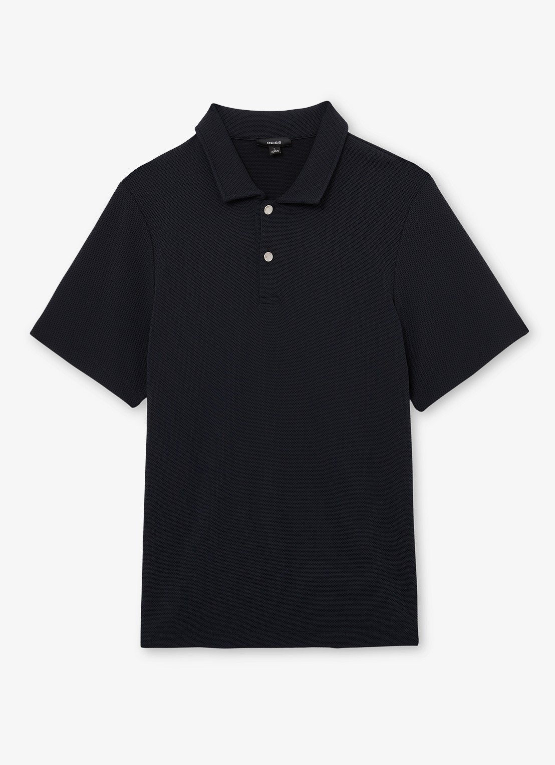 Reiss Kennedy regular fit polo met textuur - voorkant donkerblauw