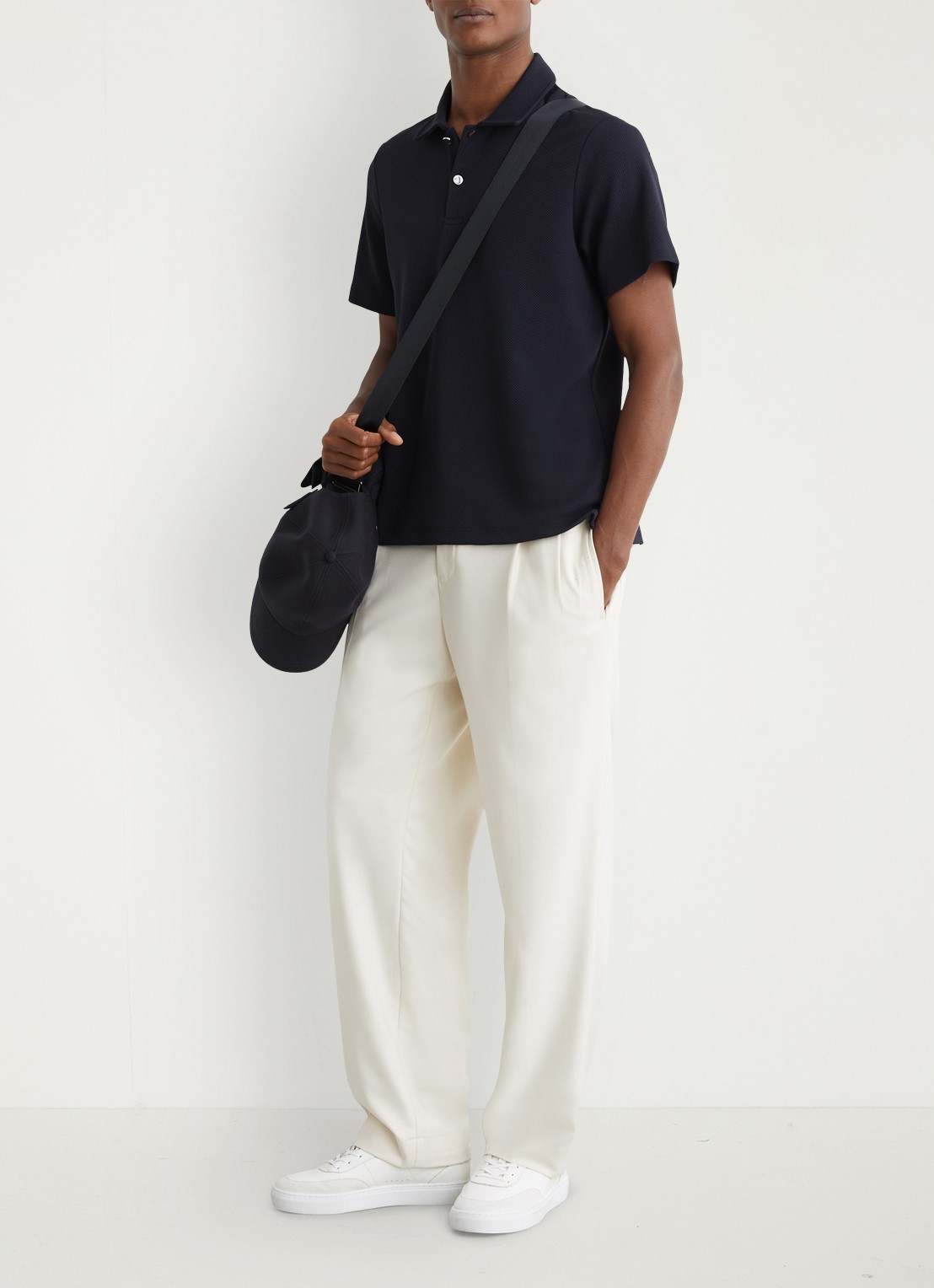 Reiss Kennedy regular fit polo met textuur - voorkant 2 donkerblauw
