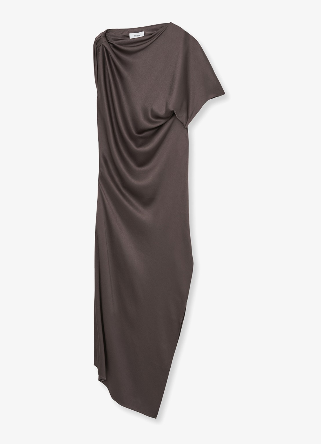 Reiss Kenzie asymmetrische gedrapeerde midi-jurk - voorkant taupe