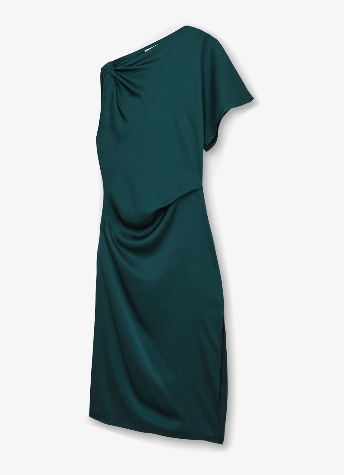 Reiss Kenzie asymmetrische gedrapeerde midi-jurk - voorkant zeegroen