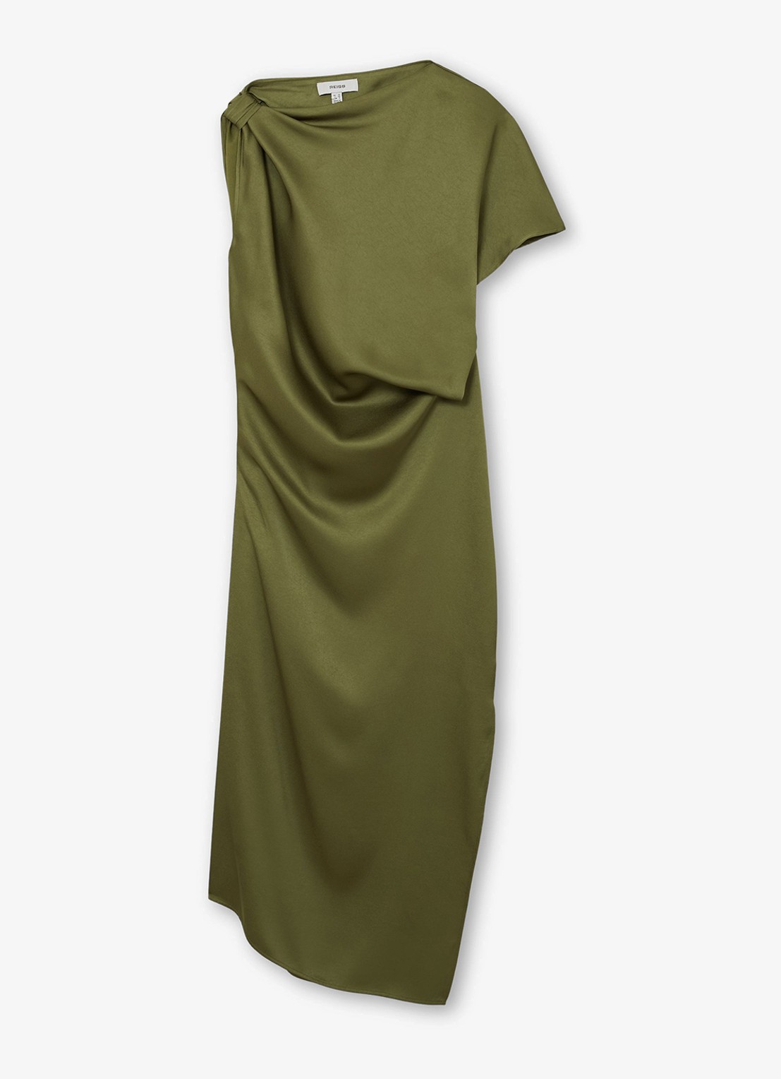 Reiss Kenzie asymmetrische gedrapeerde midi-jurk - voorkant 2 olijfgroen