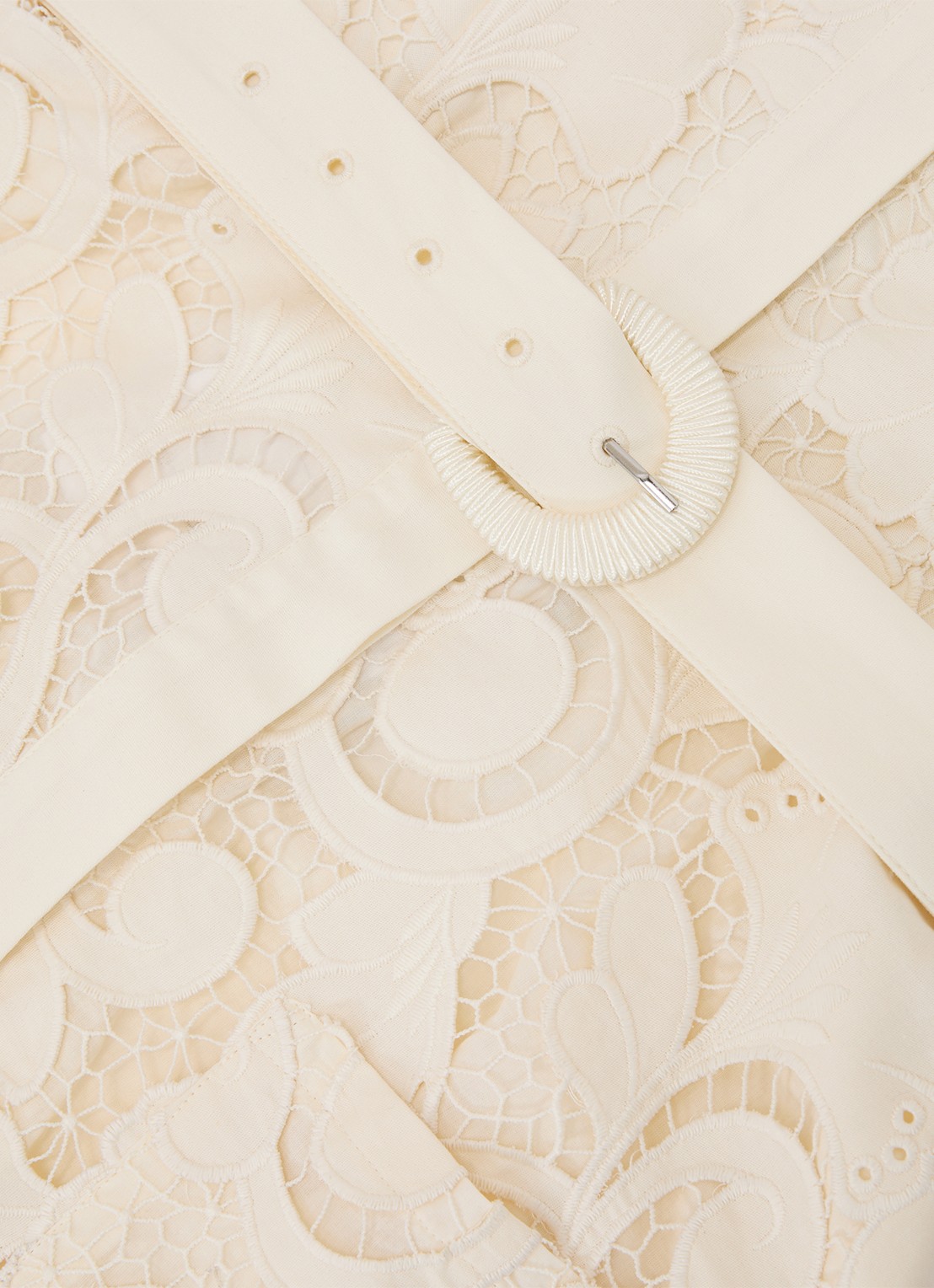 Reiss Kerina midi jurk met borduring en ceintuur - detail 7 creme
