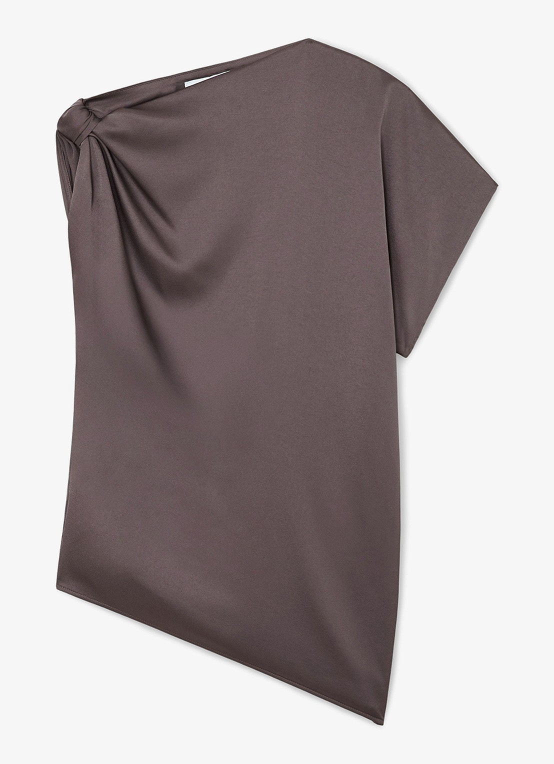 Reiss KEZIA Satin Draped One-Shoulder Top - voorkant 5 mauve / paars