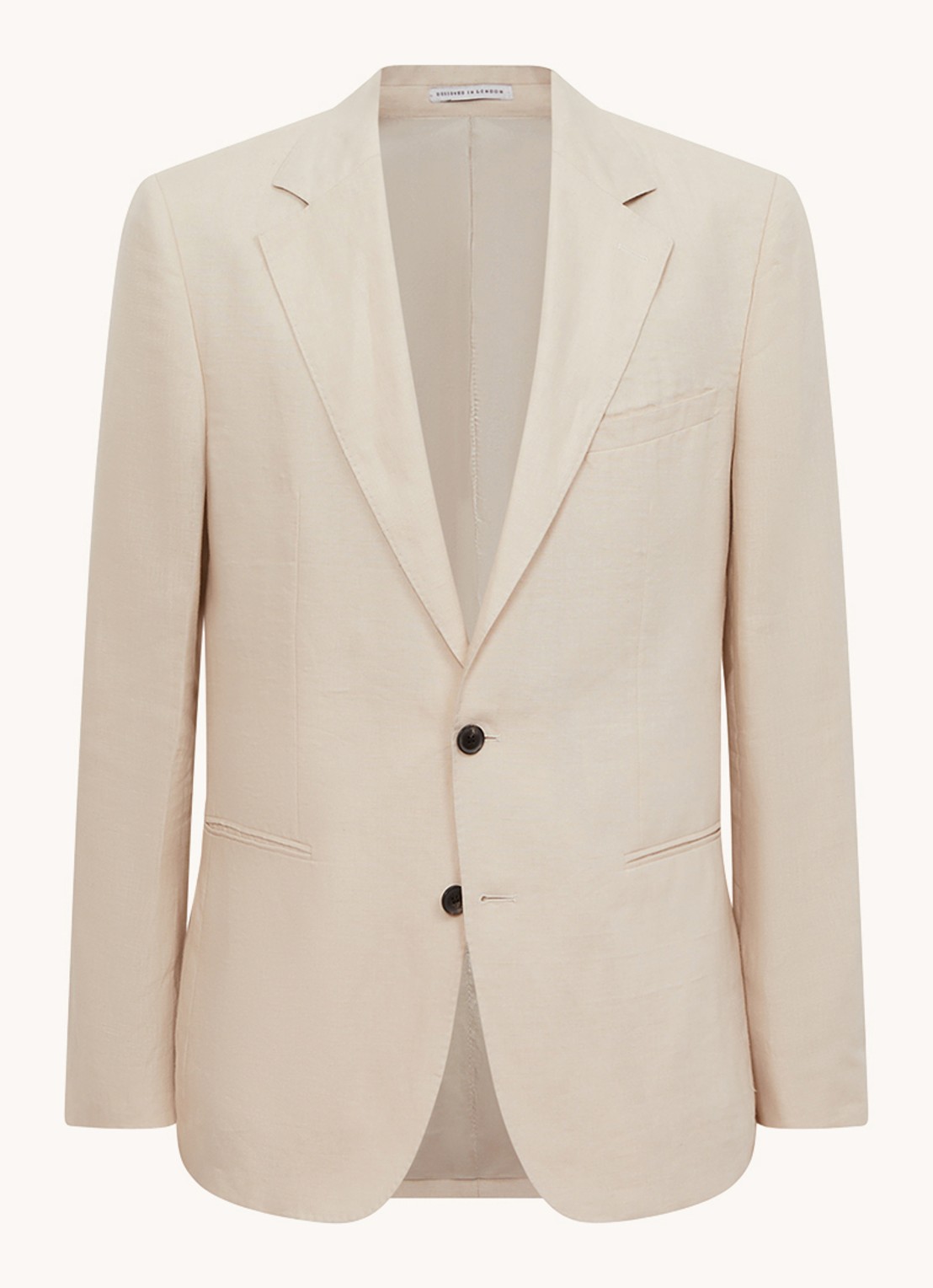 Reiss Kin slim fit colbert van linnen - voorkant stone / beige