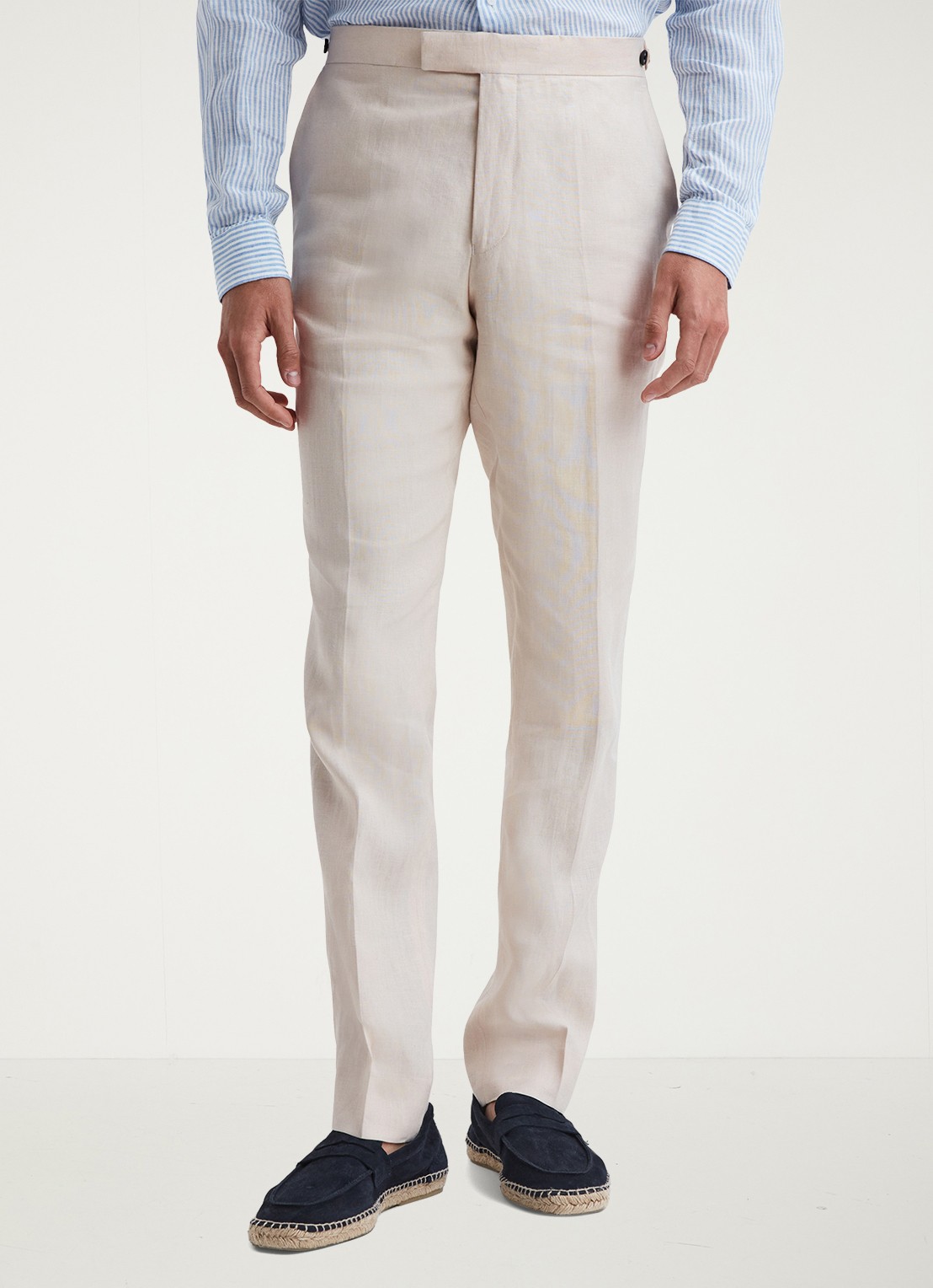 Reiss Kin slim fit pantalon van linnen met steekzakken - detail stone / beige