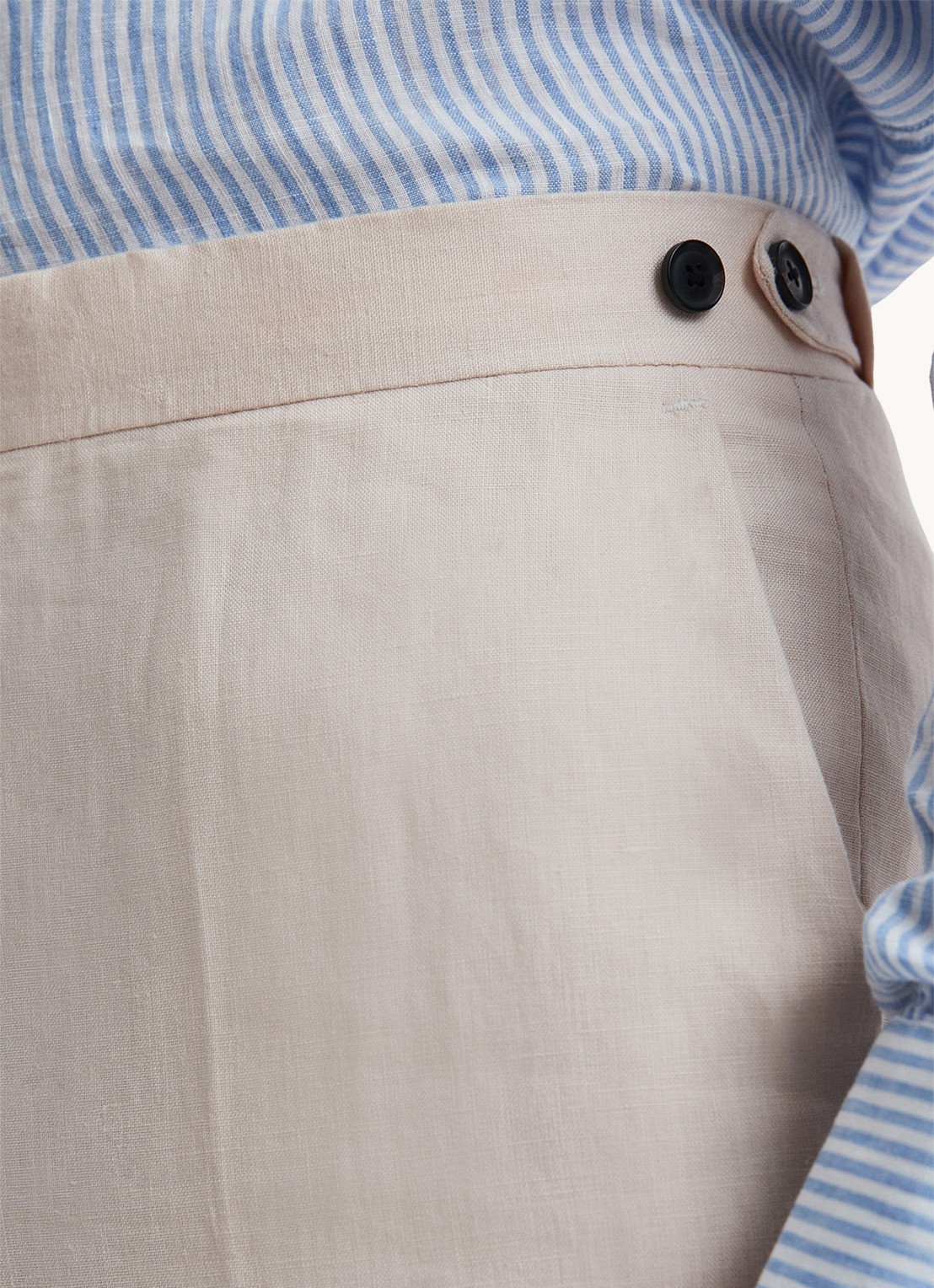 Reiss Kin slim fit pantalon van linnen met steekzakken - detail 2 stone / beige