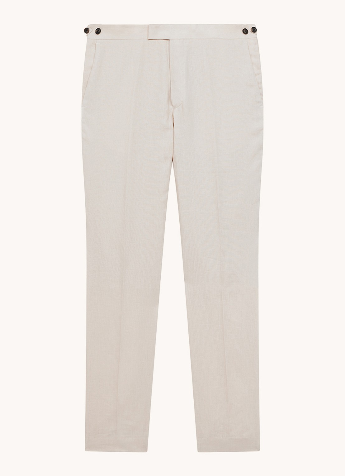 Reiss Kin slim fit pantalon van linnen met steekzakken - voorkant 3 stone / beige