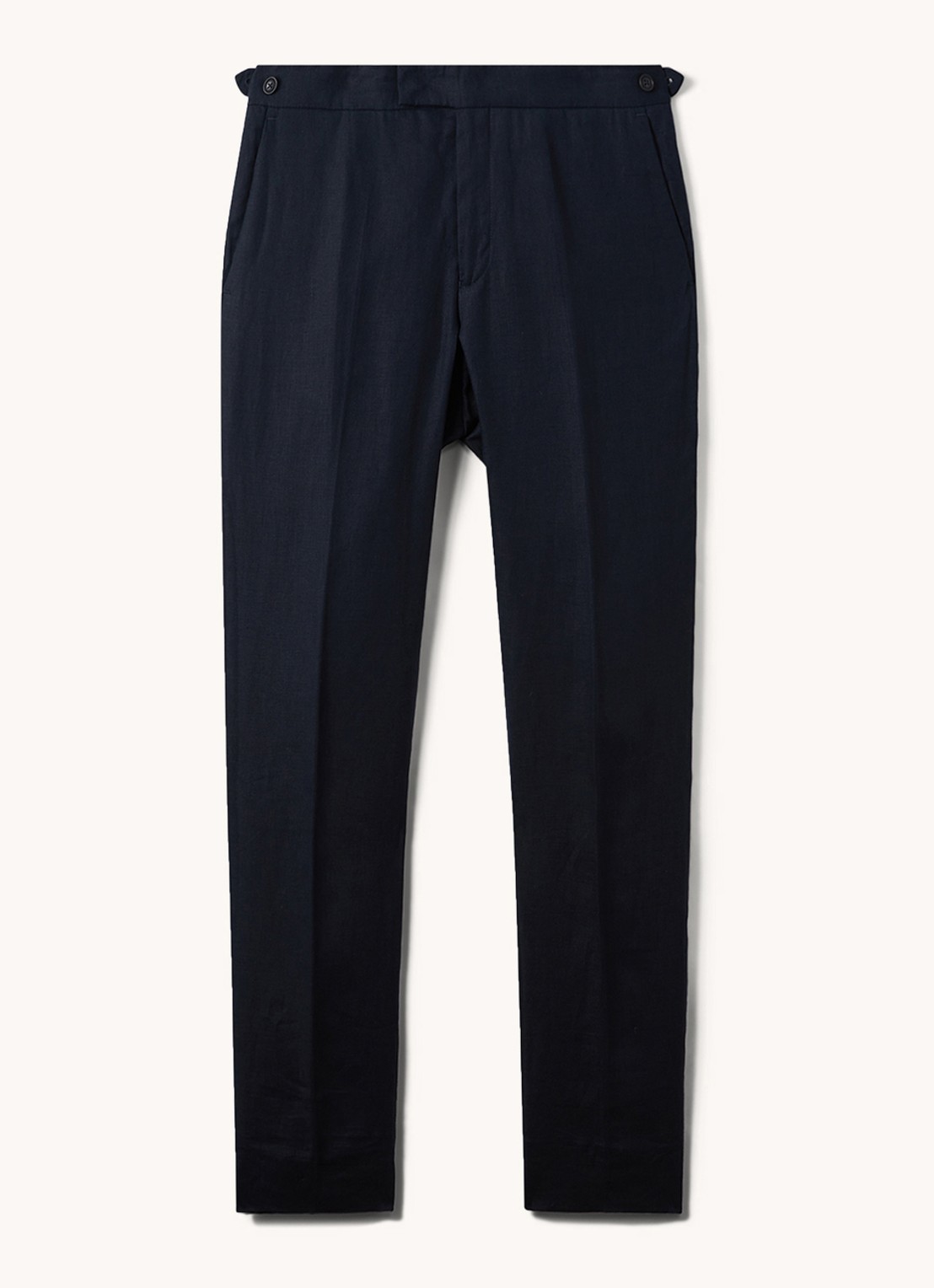 Reiss Kin slim fit pantalon van linnen met steekzakken - voorkant 2 donkerblauw