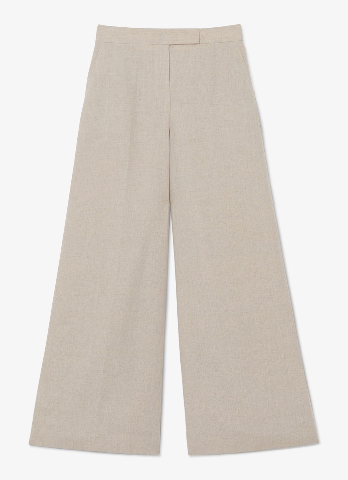 Reiss Kit high waist wide fit pantalon van linnen - voorkant 7 beige