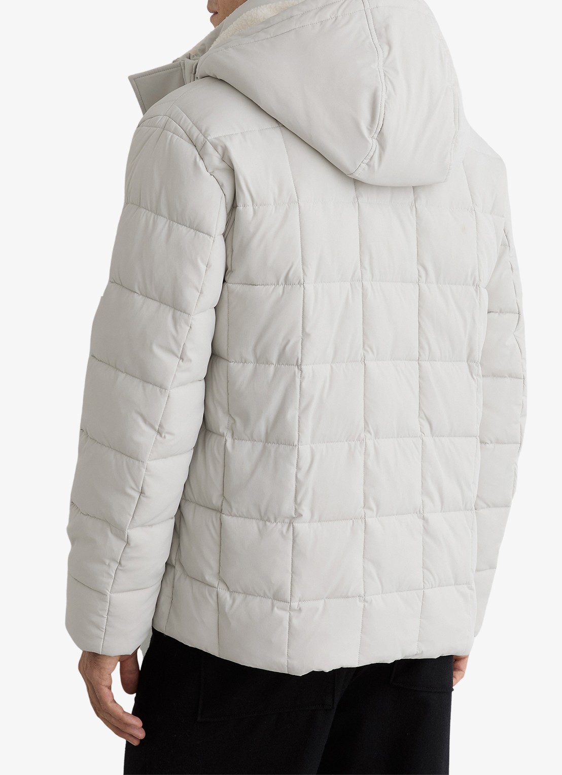 Reiss Klause puffer jas met quilt patroon en steekzakken - achterkant stone / beige