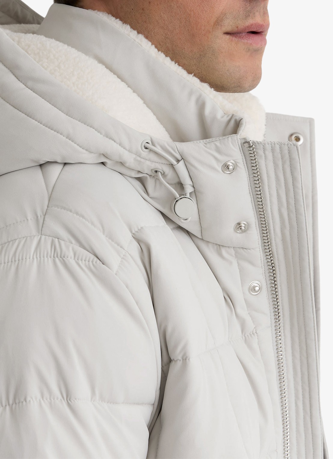 Reiss Klause puffer jas met quilt patroon en steekzakken - detail 3 stone / beige