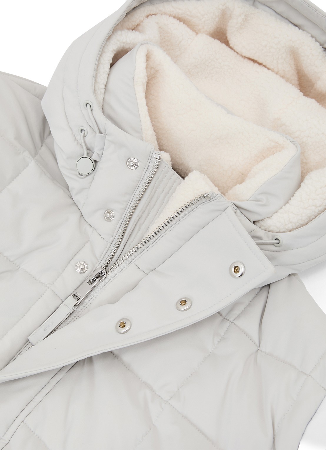 Reiss Klause puffer jas met quilt patroon en steekzakken - detail 5 stone / beige