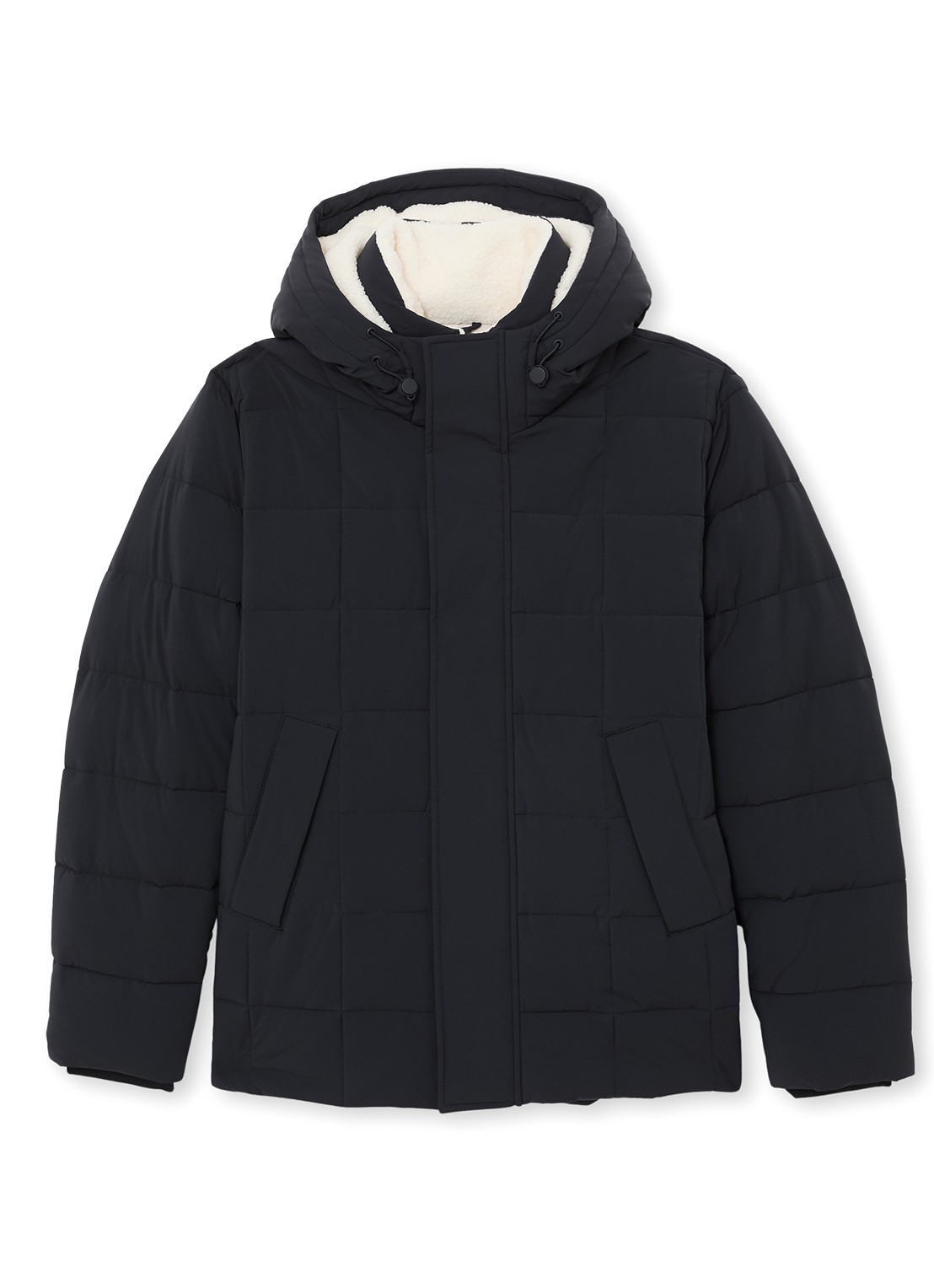 Reiss Klause puffer jas met quilt patroon en steekzakken - voorkant 5 navy / blauw