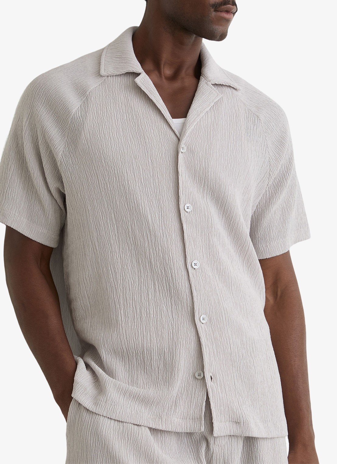 Reiss Knox overhemd met structuur - detail grijs