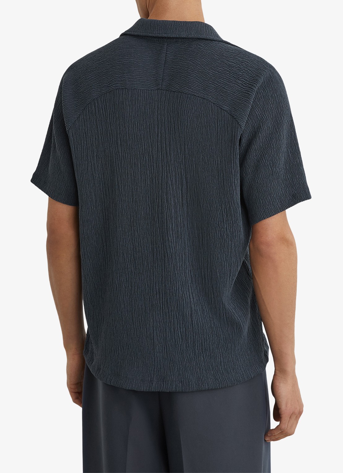 Reiss Knox overhemd met structuur - achterkant 7 airforce blue / blauw