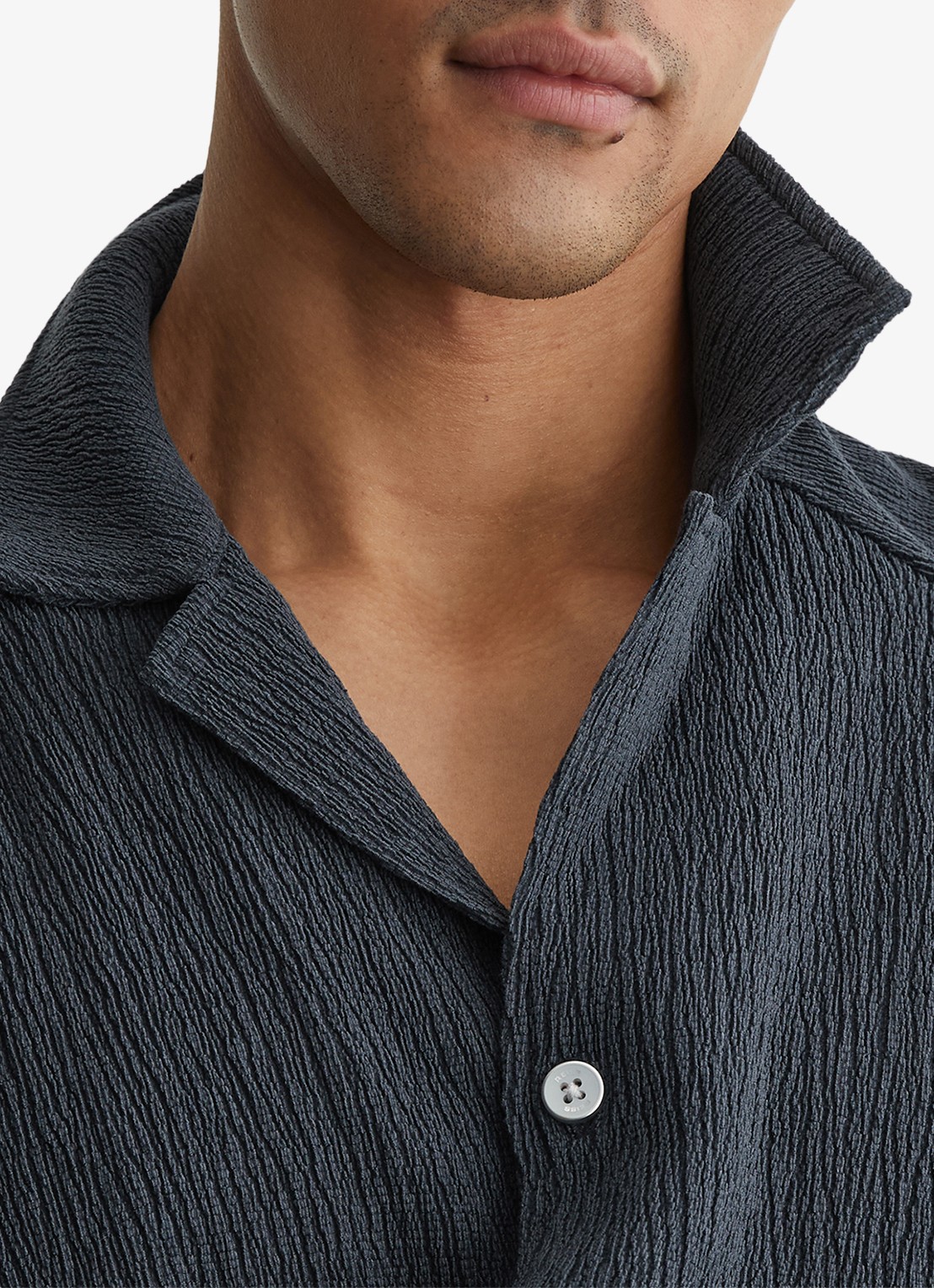 Reiss Knox overhemd met structuur - detail 2 airforce blue / blauw