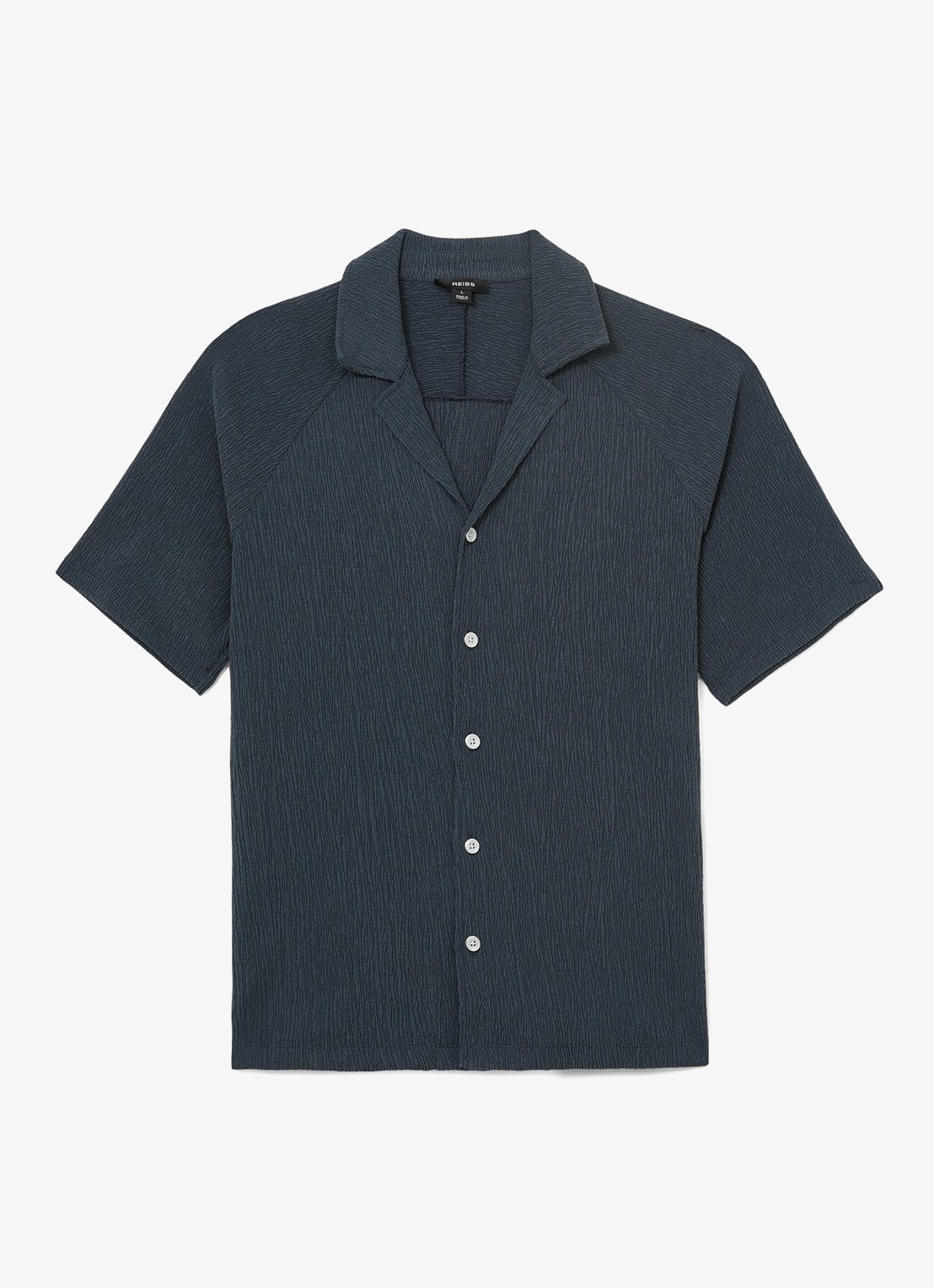 Reiss Knox overhemd met structuur - voorkant 5 airforce blue / blauw