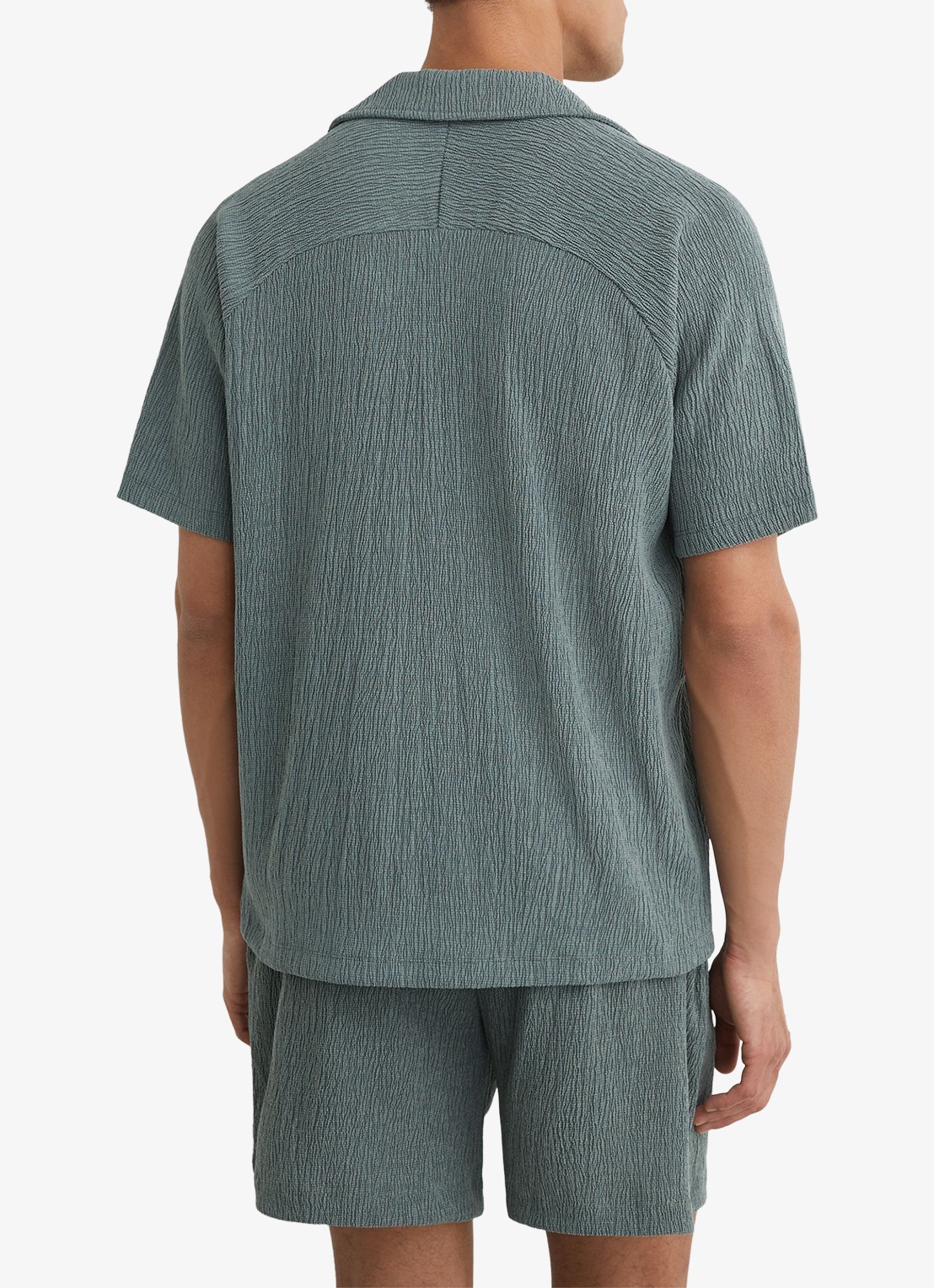 Reiss Knox regular fit overhemd met structuur - achterkant dark sage / groen