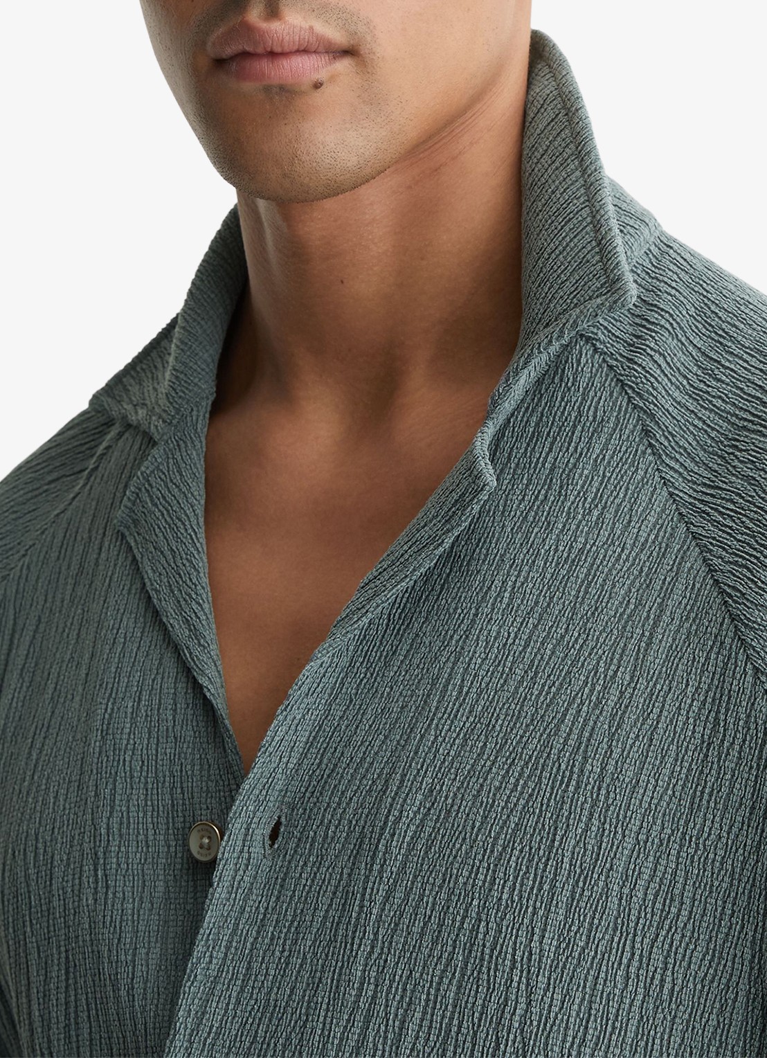Reiss Knox regular fit overhemd met structuur - detail 5 dark sage / groen