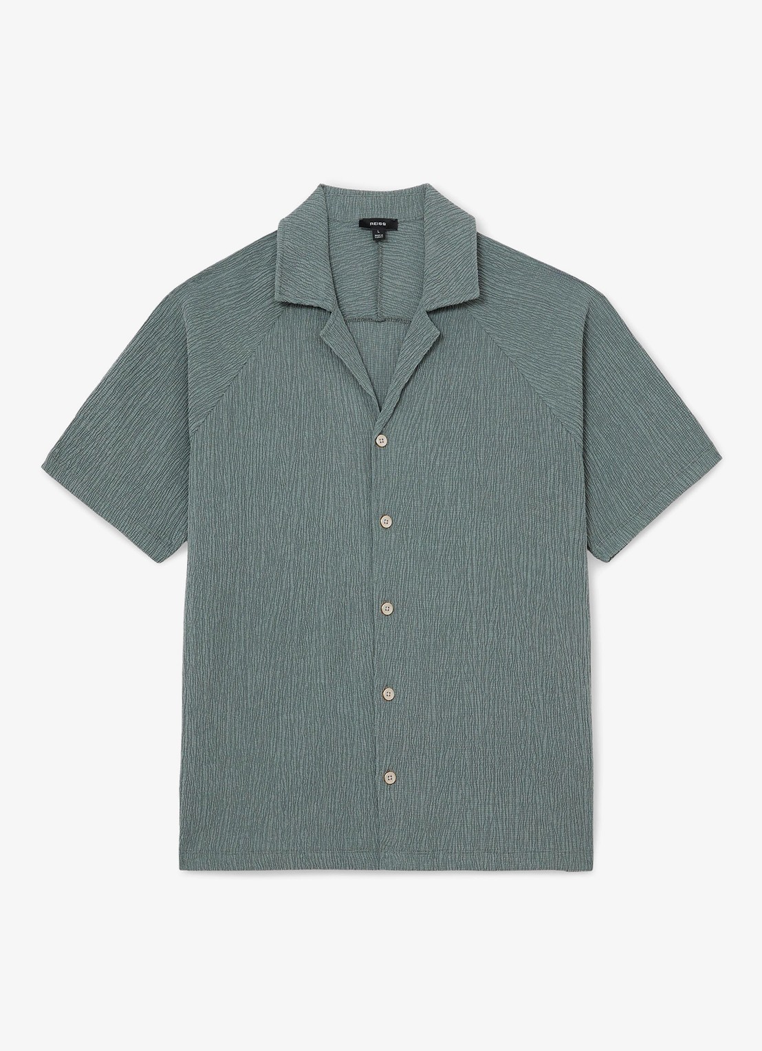 Reiss Knox regular fit overhemd met structuur - voorkant 2 dark sage / groen
