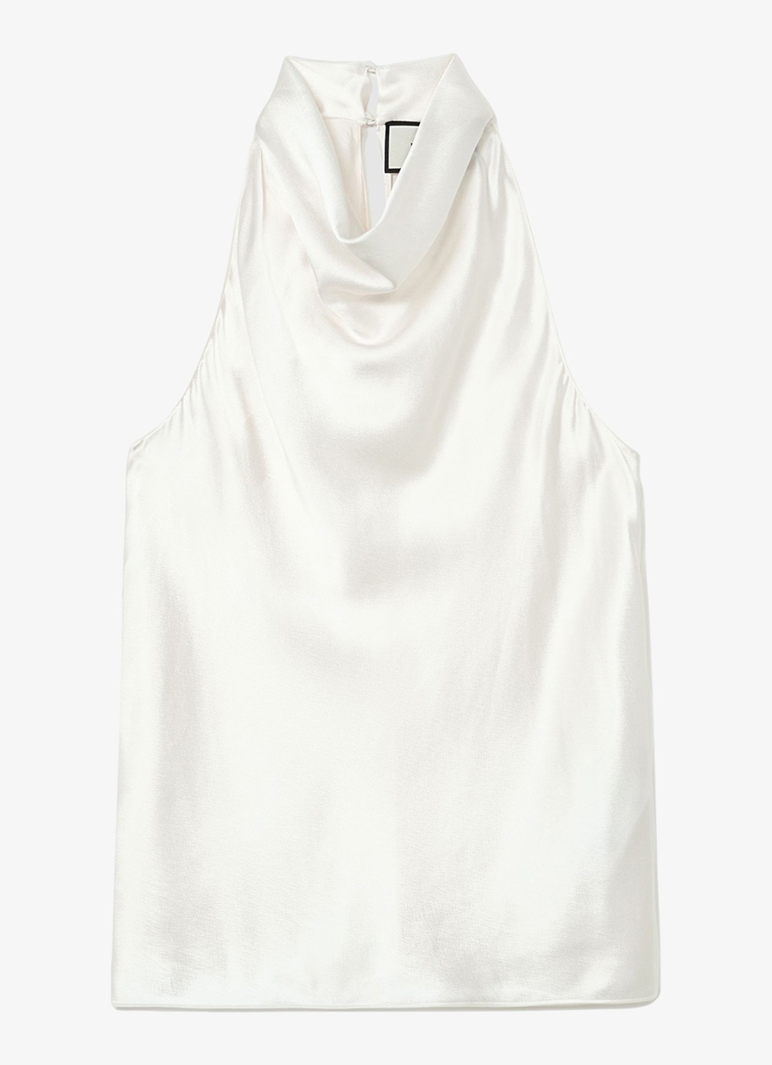 Reiss Kora mouwloze top van zijde met watervalhals - voorkant 3 ivory / beige