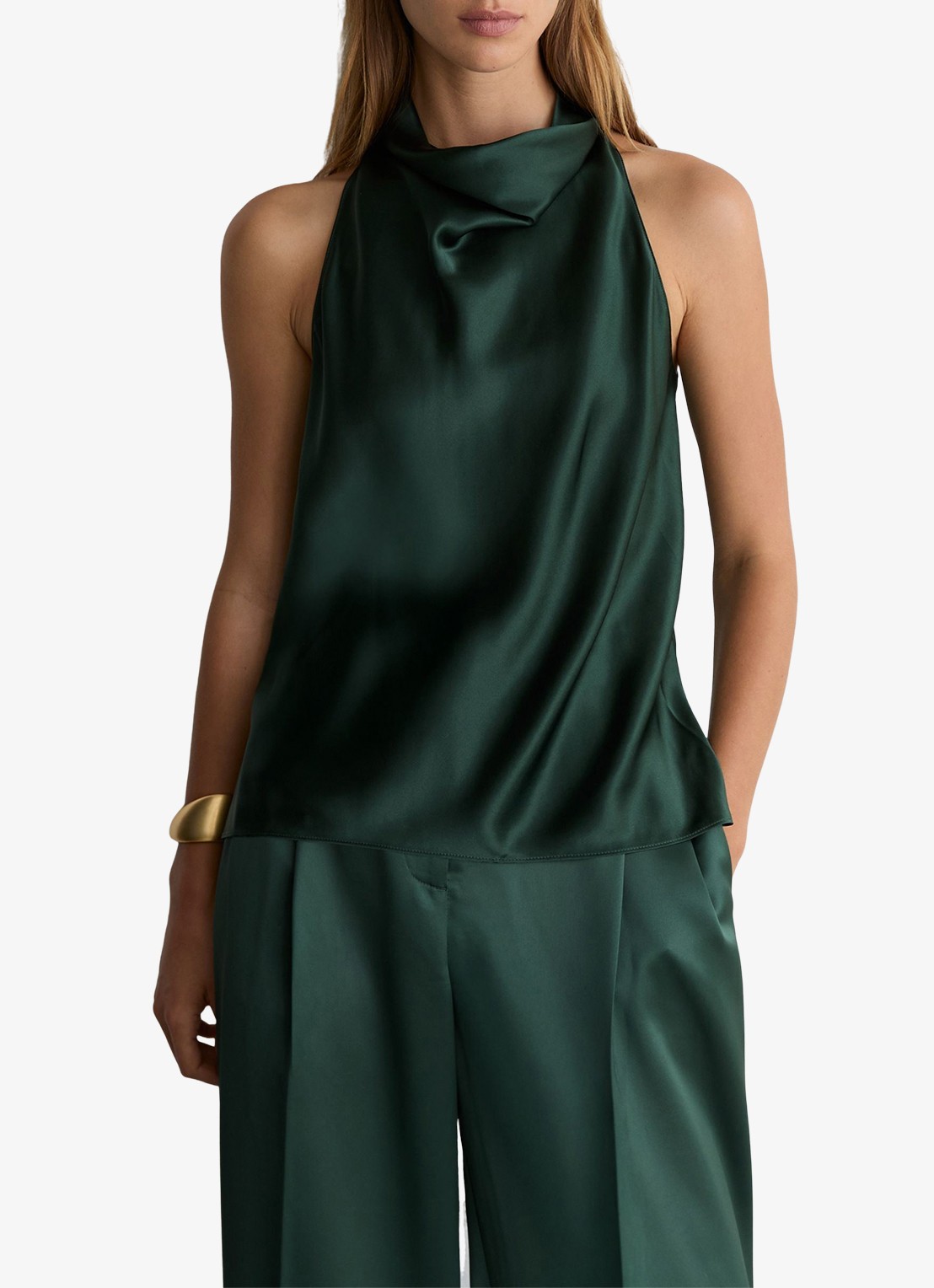 Reiss Kory top met watervalhals - detail 4 groen