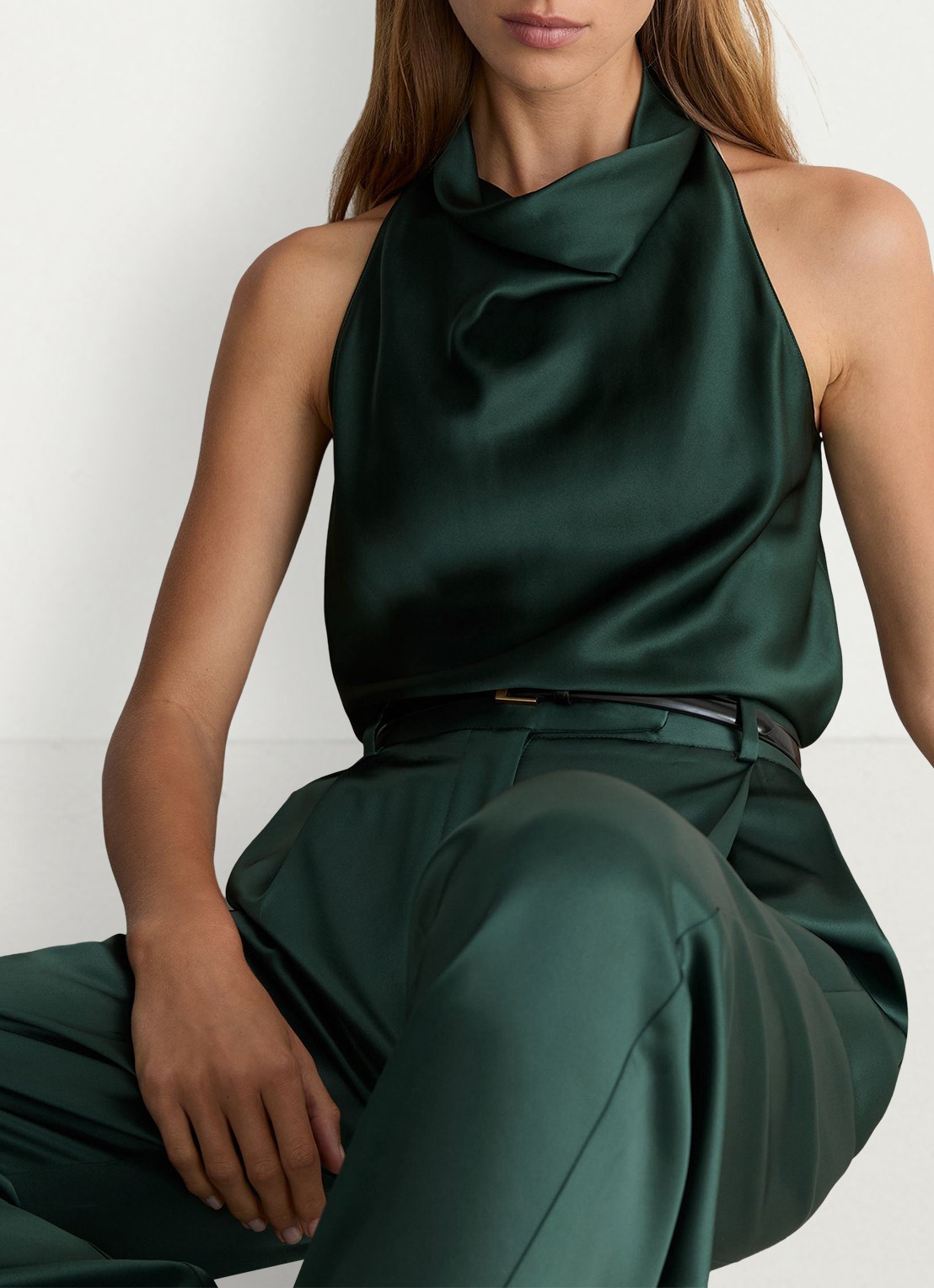 Reiss Kory top met watervalhals - detail 6 groen