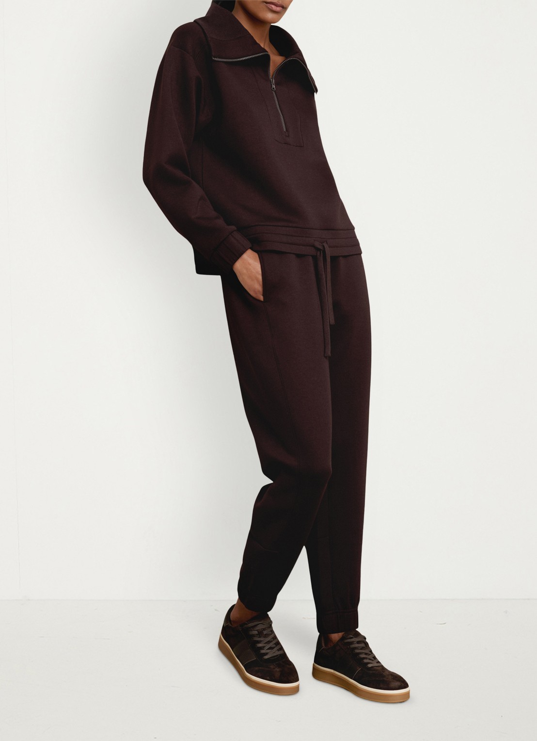 Reiss Laney mid waist tapered fit loungebroek met steekzakken - detail 3 donkerbruin