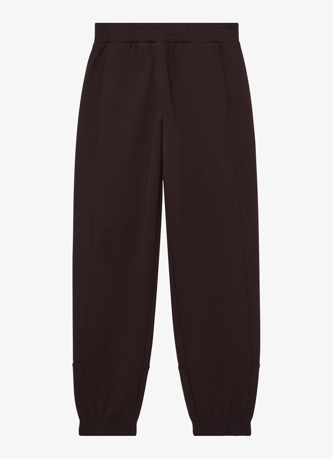 Reiss Laney mid waist tapered fit loungebroek met steekzakken - voorkant 2 donkerbruin