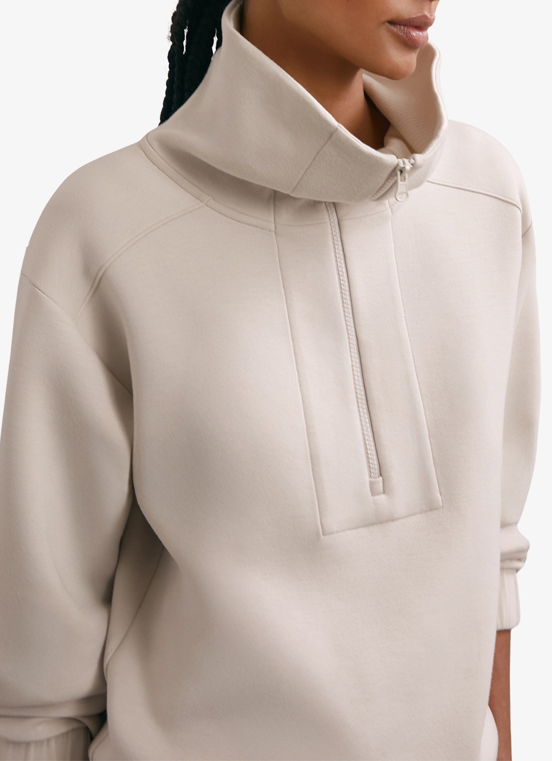 Reiss Laney sweater met halve rits - detail 2 beige